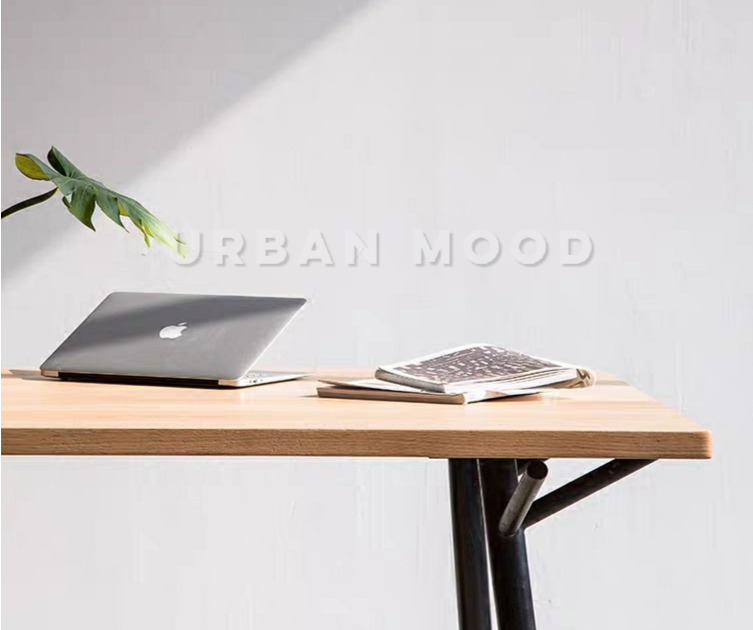 HAZEL Modern Industrial Solid Wood Study Desk - Sturdy Writing Table for Home Office, Study Room & Workspace - Perfect for Remote Work, Online Classes & Crafting