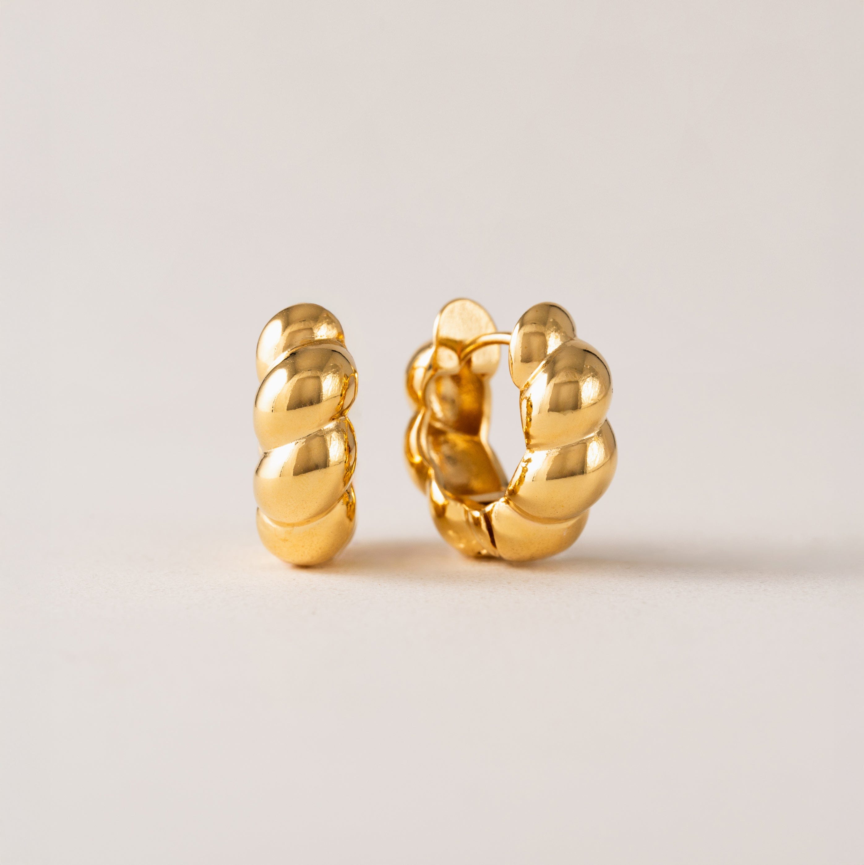 Croissant Puff Hoop Earrings for Women - Trendy French Bakery Inspired Jewelry - Perfect for Casual Wear, Date Night & Boho Fashion