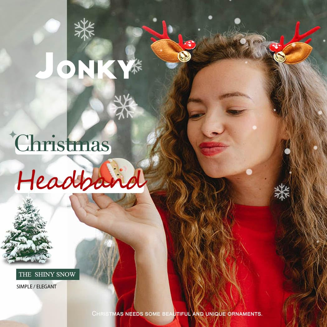 Festive Christmas Antlers Headband - Reindeer Ears Headpiece for Women & Girls (2-Pack) | Holiday Party Costume Accessory for Xmas, Halloween & Themed Events