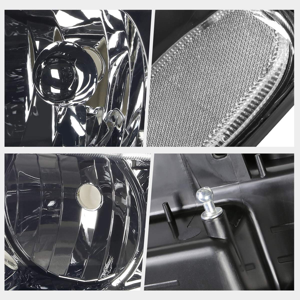 PM PERFORMOTOR Smoked Lens Headlight Assembly Set with Clear Corner - Compatible with 1999-2004 Jeep Grand Cherokee WJ - Upgrade for Night Driving & Off-Road Adventures