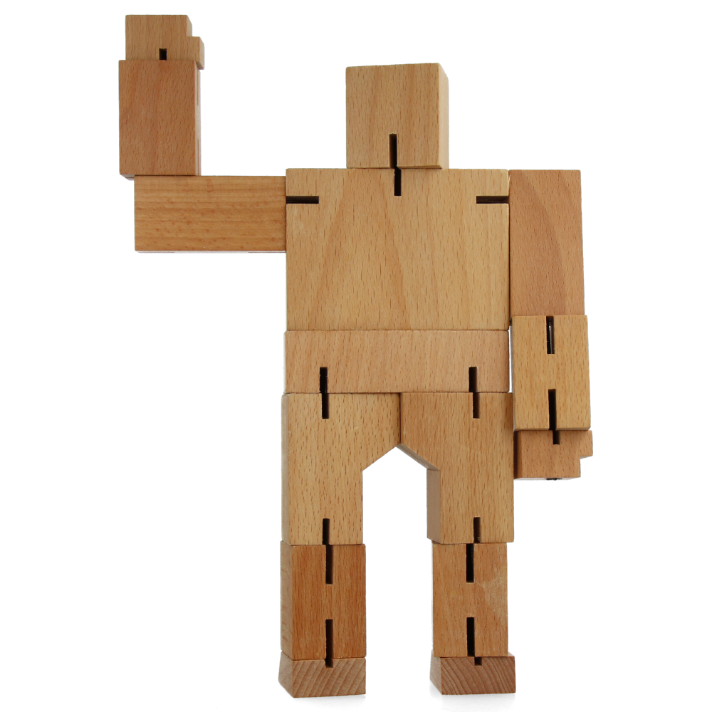 Cubebot Medium Natural Wooden Puzzle Toy - Fun & Educational Brain Teaser for Kids & Adults - Perfect for Home, Office, and Travel Entertainment