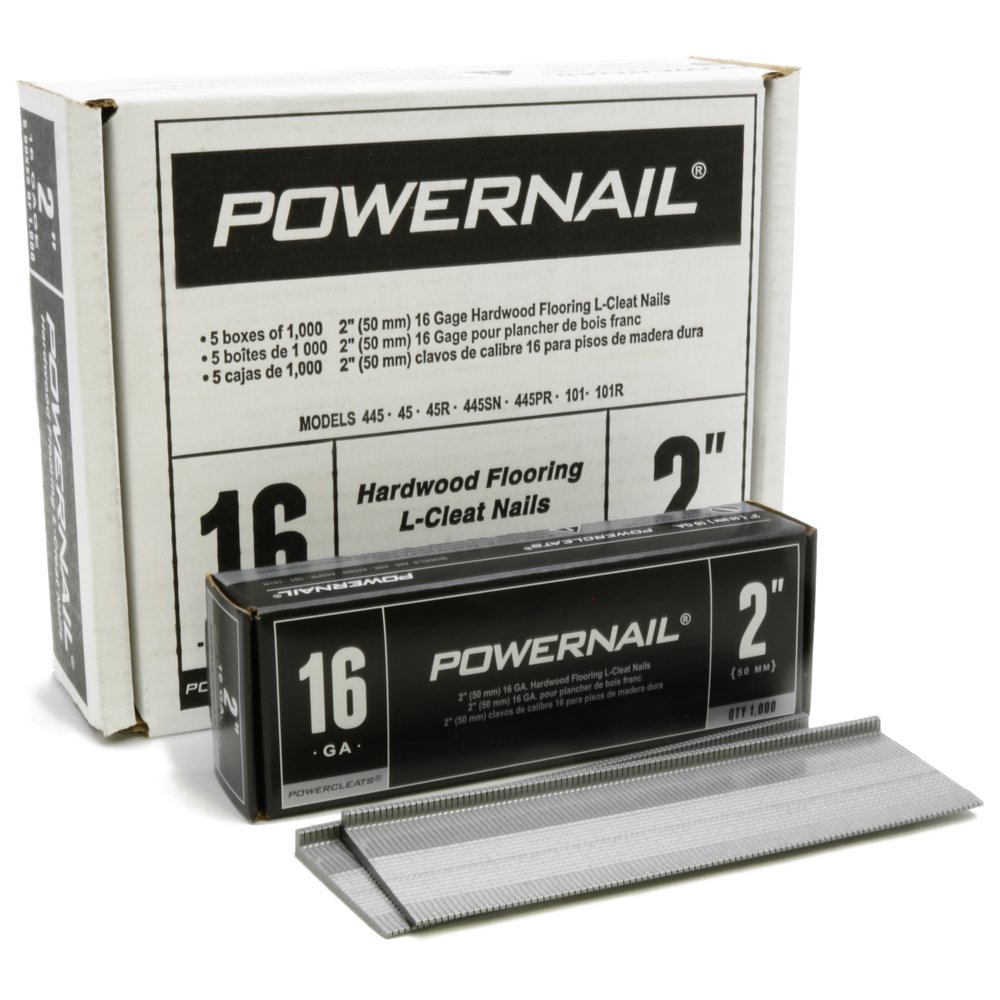 Powernail 16 Gauge 2-Inch Cleats - Box of 5,000 Nails for Flooring, Roofing, and Framing Projects - Perfect for Hardwood Installation and Construction Use