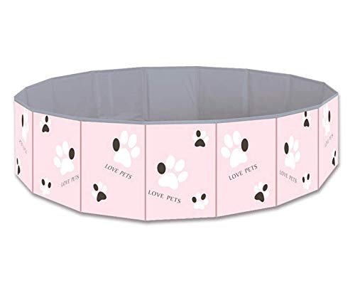 Foldable Pet Swimming Pool - Portable Collapsible Dog Bath Tub, Round PVC Leakproof Water Play Pool for Puppies, Dogs & Cats - Indoor/Outdoor Use for Bathing, Playing & Cooling Off
