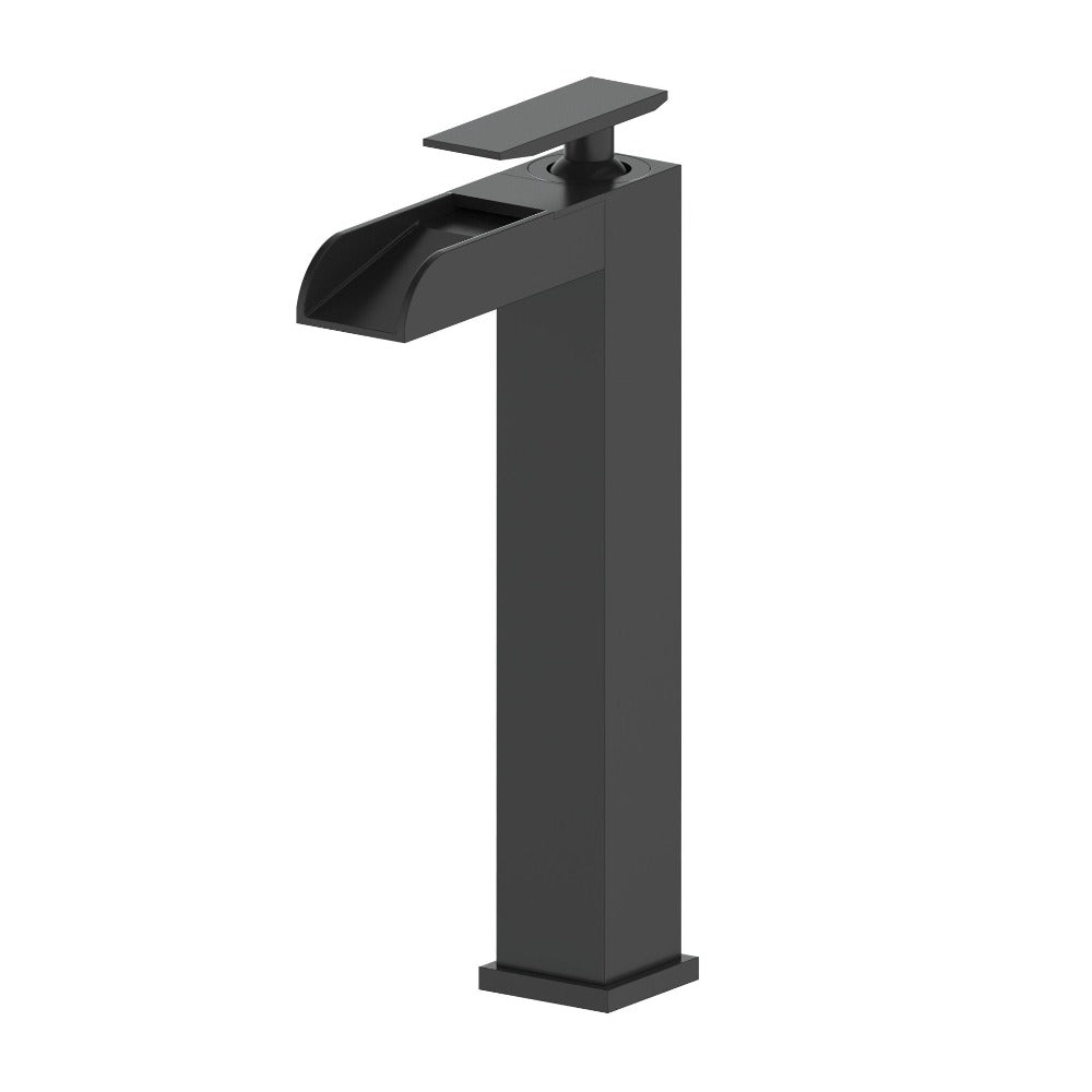 ZLINE Eagle Falls Matte Black Waterfall Vessel Sink Faucet - Single Handle Bathroom Sink Faucet for Modern Vanities & Luxury Bathroom Decor
