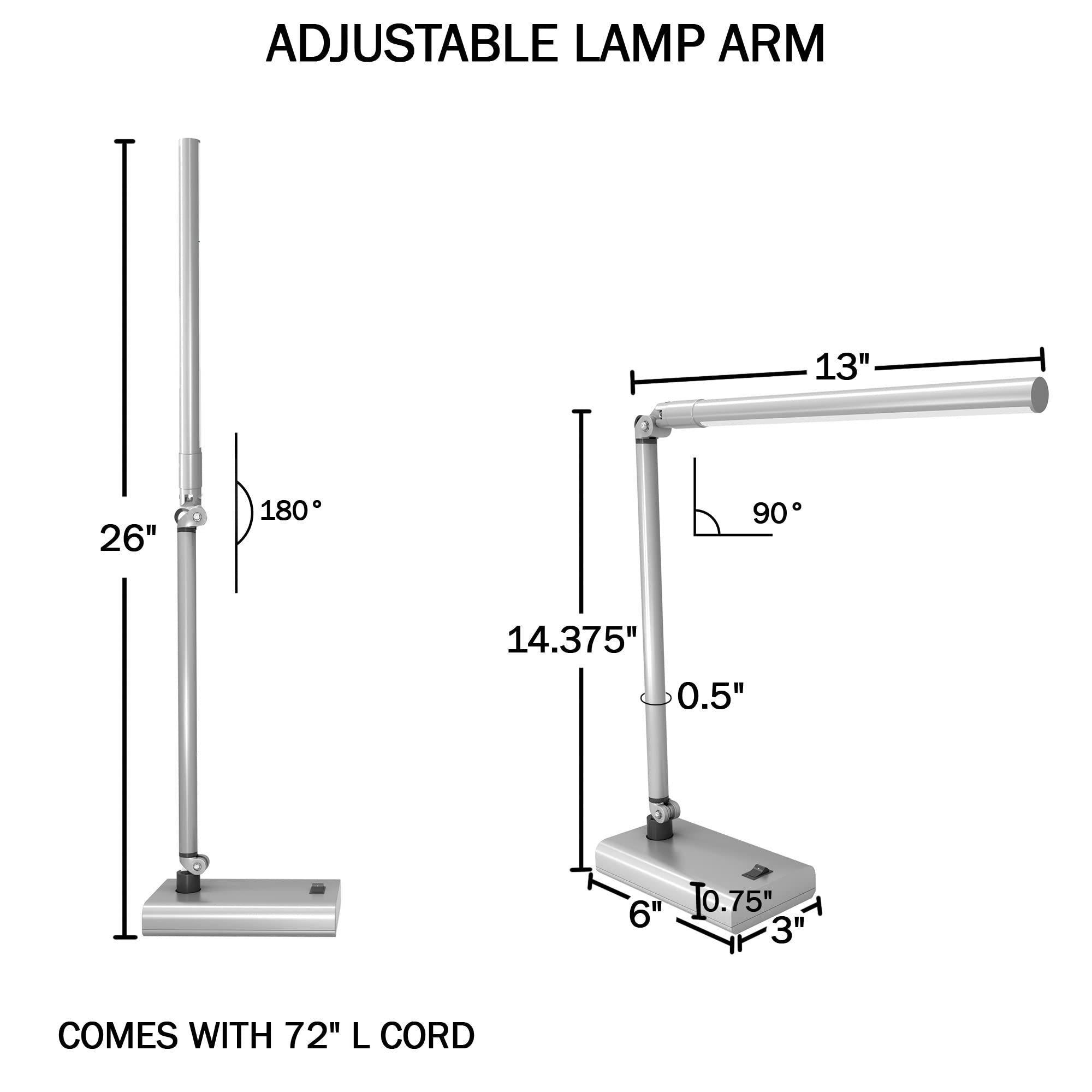 Modern LED Desk Lamp with 36 LEDs & Adjustable Arms - Bright Reading Light for Home Office, Study, Bedroom & Dorm - Energy Efficient Task Lighting for Work, Reading & Night Use - Lavish Home (White)