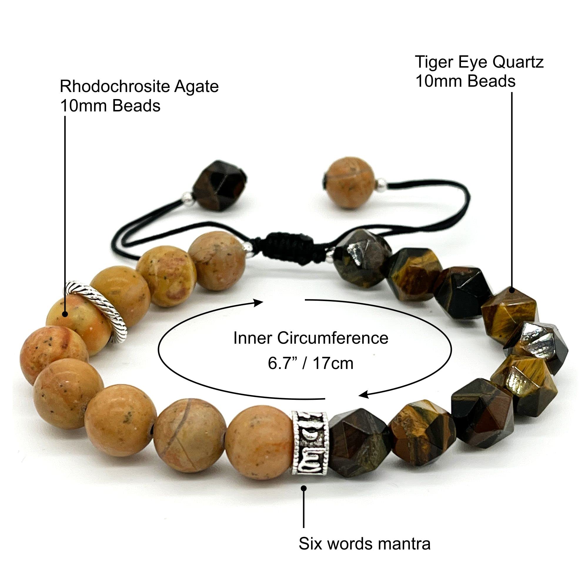 Natural Gemstone Beads Bracelets for Men - Brown Tiger Eye Adjustable 7-9 Inch, Semi-Precious Stone Chakra Healing Grounding Bracelet for Meditation, Anxiety Relief & Spiritual Wellness - Perfect for Yoga, Mindfulness Practice and Daily Wear