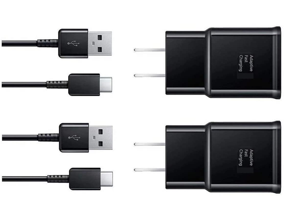 Samsung Adaptive Fast Charger Kit with 2 Type-C Cables - Quick Charge 3.0 USB Wall Charger for Samsung Galaxy S10/S9/S8/S8 Plus/Note 8/9 - 50% Faster Charging (Black) - Perfect for Home, Office & Travel