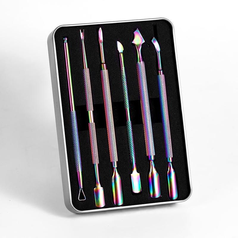 6-Piece Professional Manicure Set - Stainless Steel Cuticle Trimmer, Pusher & Nail Scraper Kit for Home & Salon Use - Perfect for Nail Care, Pedicures & DIY Grooming