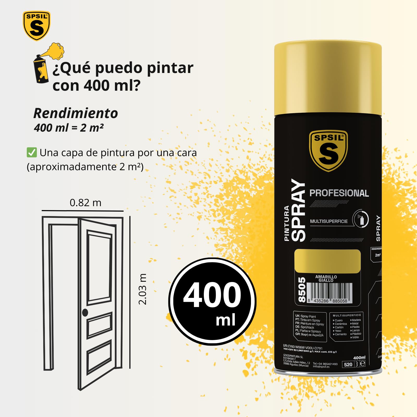 MIBAZAR- Lemon Yellow Spray Paint 8604 - High Coverage, Fast Drying for DIY Projects, Home Decor, and Automotive Touch-Ups