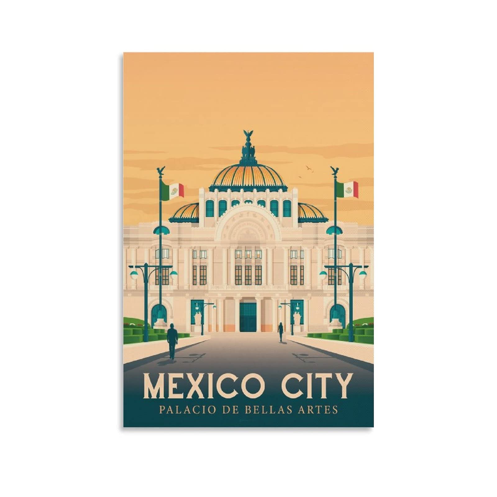 Vintage Mexico City Travel Castle Art Poster - Modern Canvas Wall Art Print for Living Room, Office, Bedroom Decor - Unique Home Gift Idea for Travel Lovers & Wall Decor Enthusiasts | Perfect for Housewarming, Birthday Presents & Interior Design