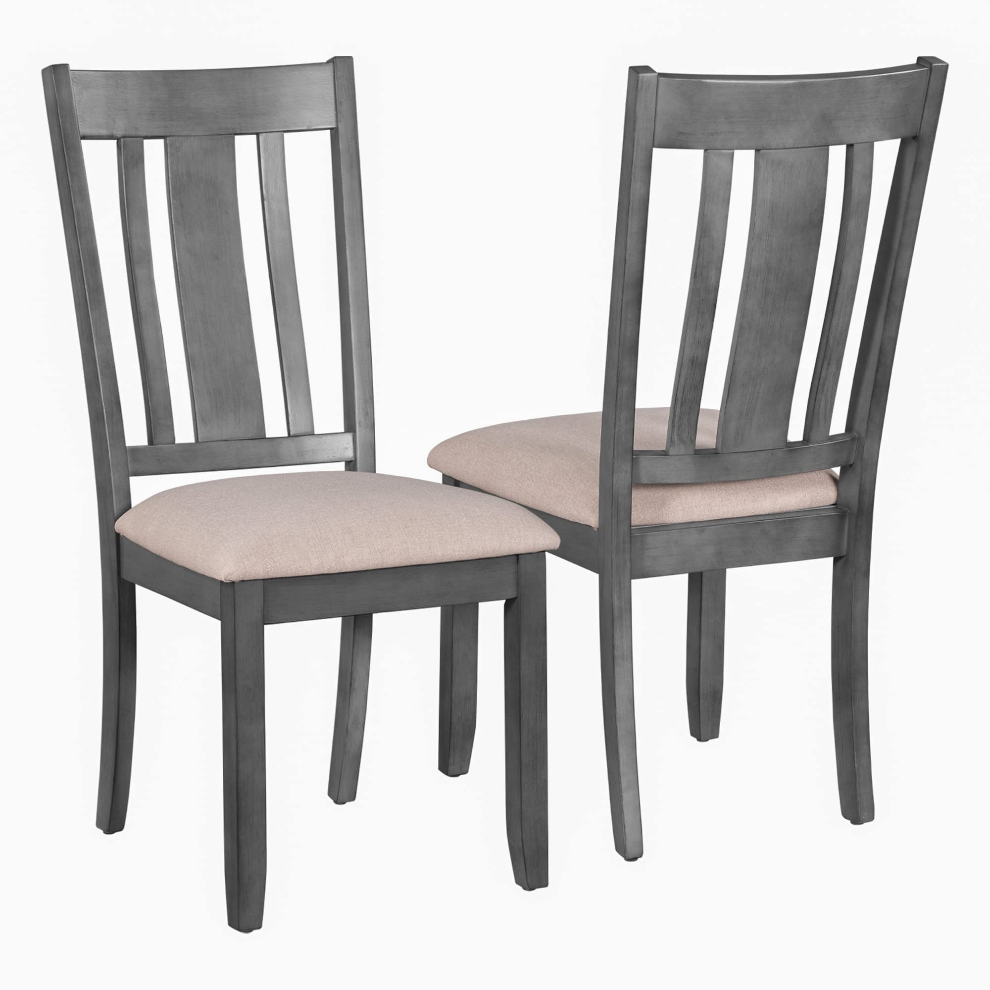 Industrial Style Wooden Dining Chairs Set of 2 - Ergonomic Upholstered Kitchen Chairs for Dining Room, Study or Office - 250Lbs Weight Capacity (Gray) - Perfect for Modern Farmhouse, Loft & Small Space Dining Areas