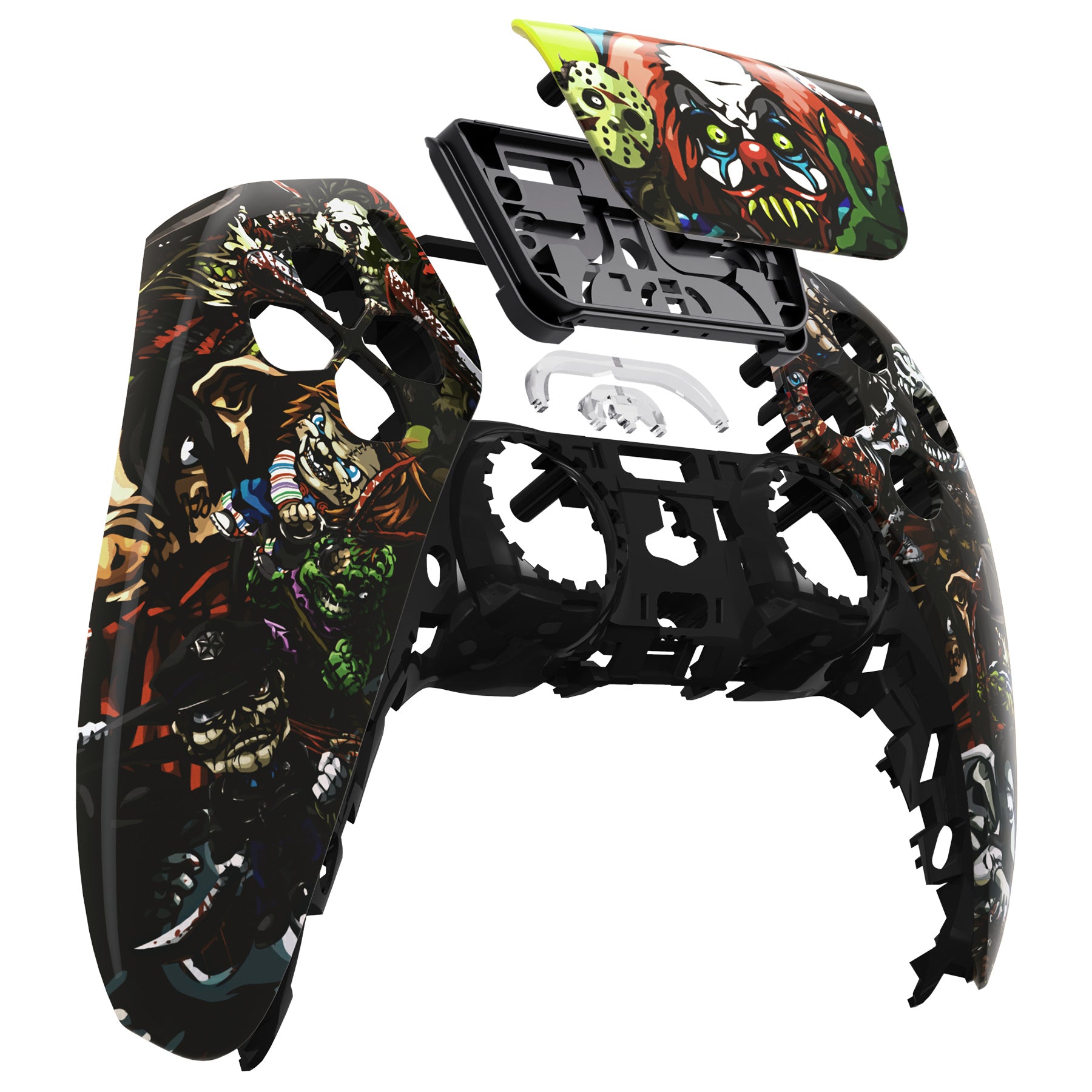 eXtremeRate PS5 Controller Front Housing Shell Replacement - Compatible with BDM 010/020/030/040/050 Models - Custom Touchpad Cover - Scary Party Design for Halloween Gaming Accessories