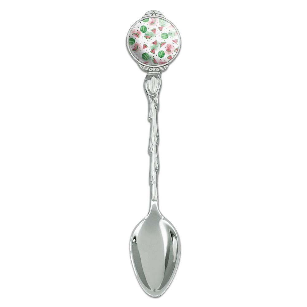 Vintage Watermelon Watercolor Pattern Demitasse Spoon - Collectible Mini Tea & Coffee Spoon for Dessert, Afternoon Tea, and Gift Giving