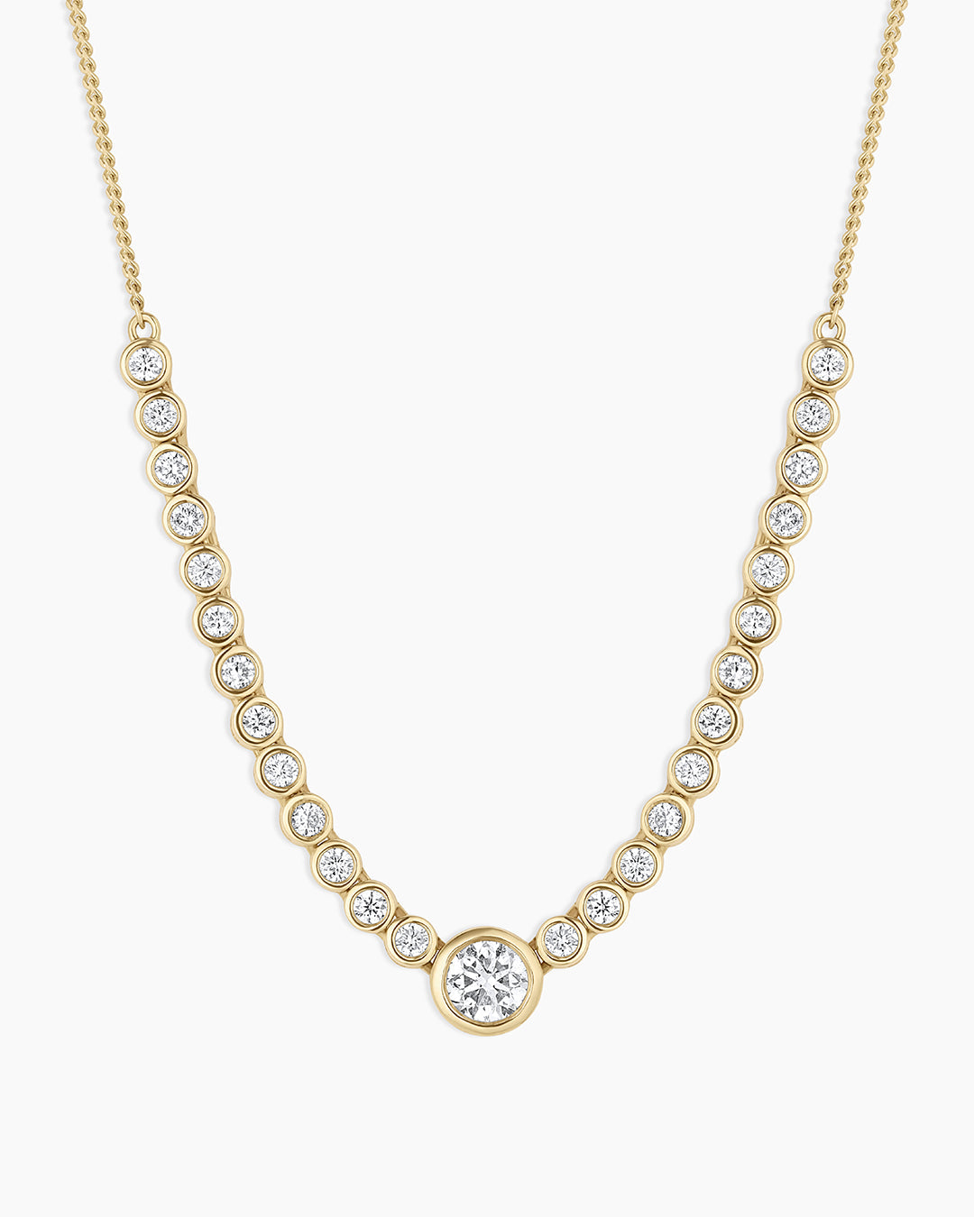 Lab Grown Diamond Circle Row Necklace for Women - 14K Gold Plated Elegant Layering Necklace for Everyday Wear & Special Occasions