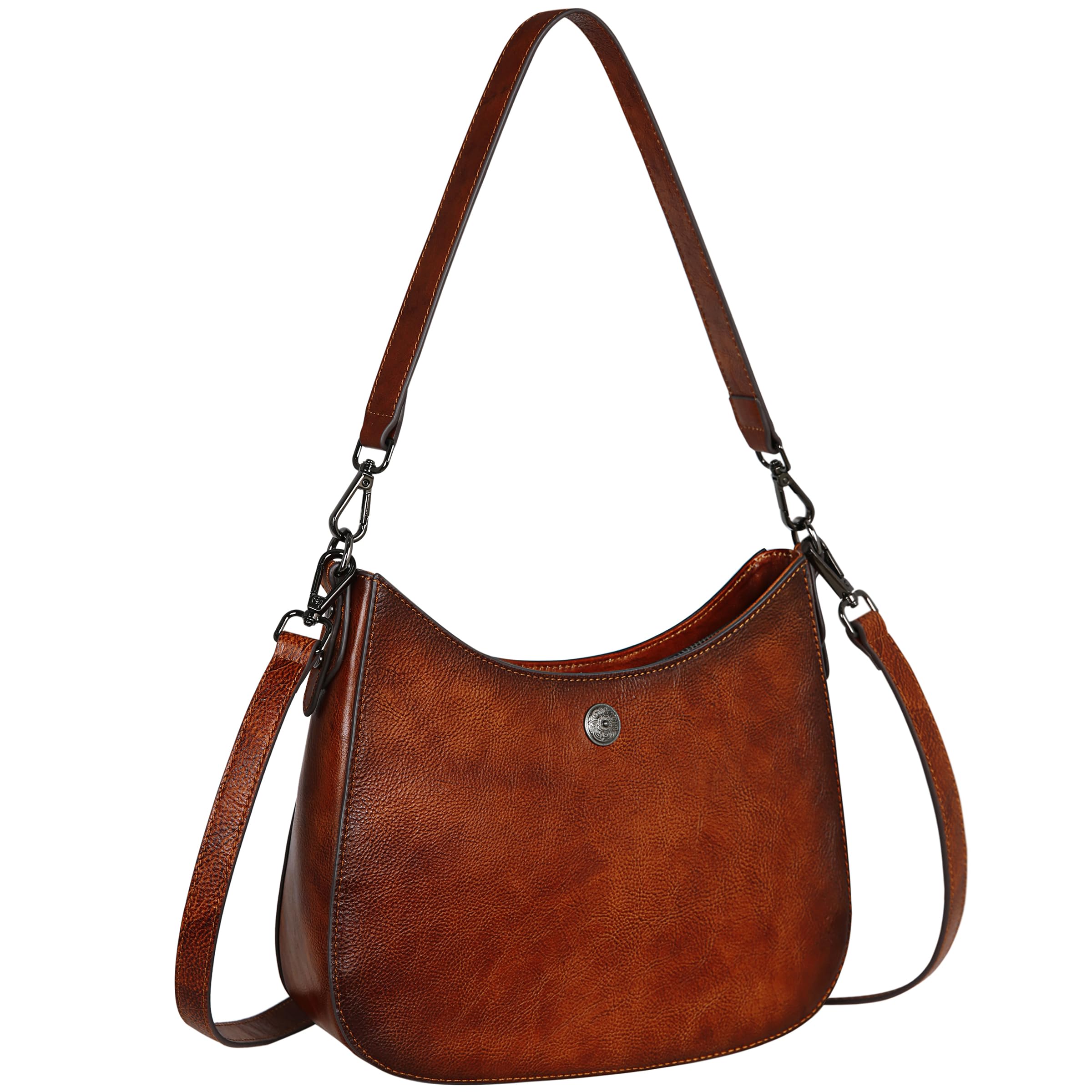 Iswee Genuine Leather Shoulder Bag for Women - Crossbody Crescent Moon Purse, Trendy Designer Satchel Handbag with Half Moon Pocket | Perfect for Work, Travel & Everyday Use