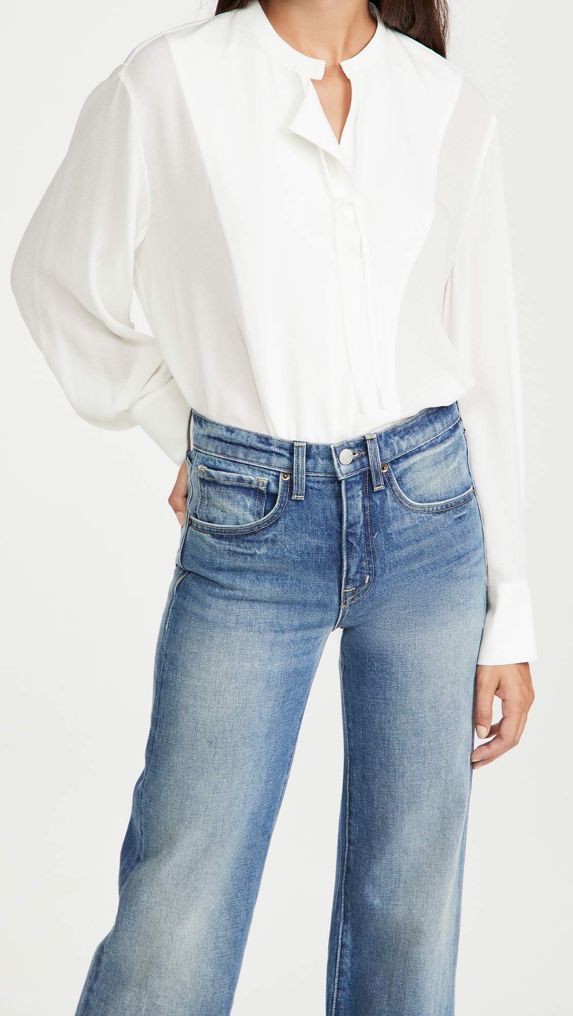 Vince Women's Long Sleeve Tie Neck Blouse - Elegant Work Blouse for Office & Business Meetings | Professional & Stylish Women's Top for Formal Occasions