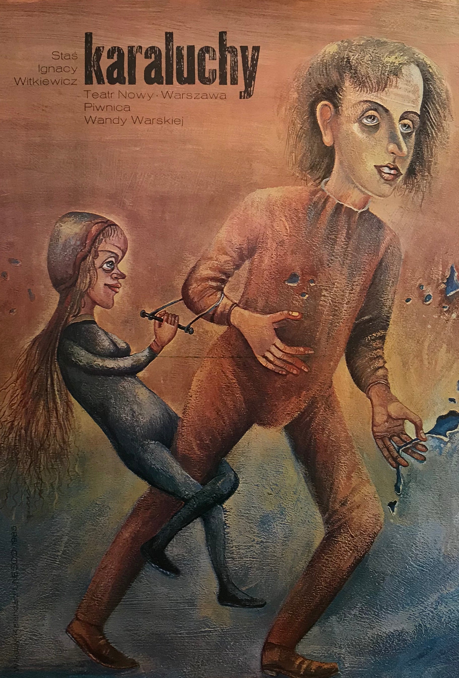Vintage 1985 Original Polish Theater Poster - Karaluchy by Stanisław Ignacy Witkiewicz (Witkacy) | Classic Theatre Art, Retro Wall Decor for Living Room, Office & Art Collection