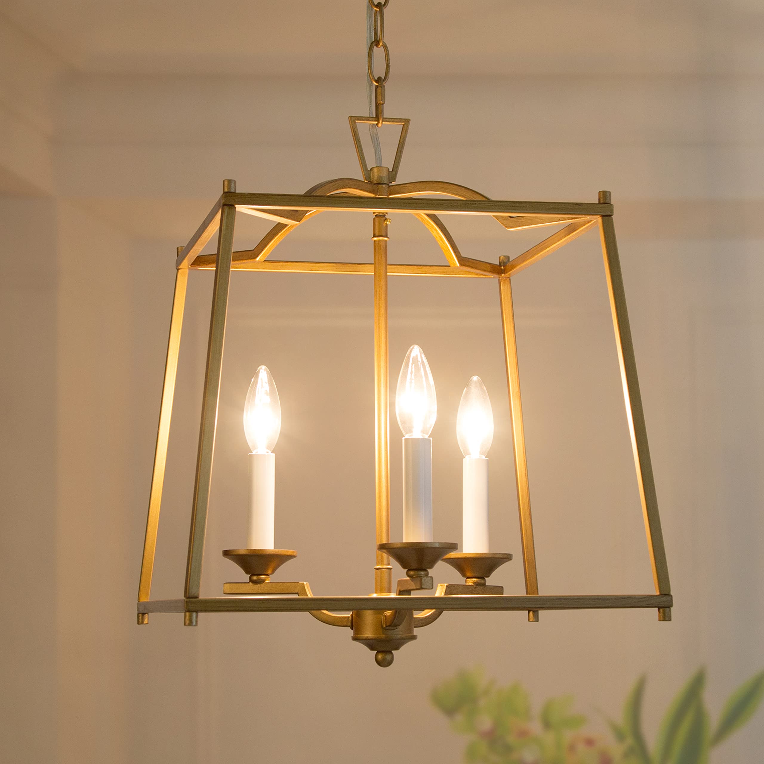 KSANA Antique Gold Lantern Chandelier - 14.5