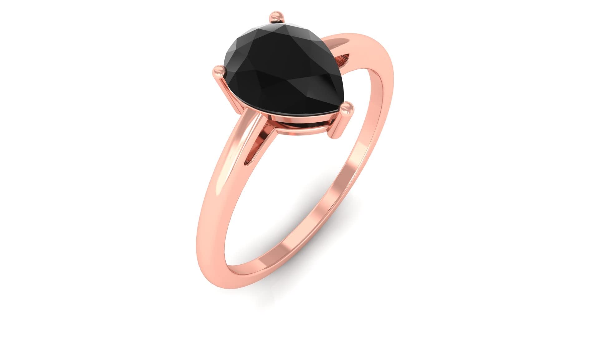 1.50 CT Pear Cut Black Diamond Solitaire Ring for Women - 14K Solid Gold Engagement Ring, Wedding Band, Anniversary Gift - Perfect for Proposals, Special Occasions & Everyday Elegance