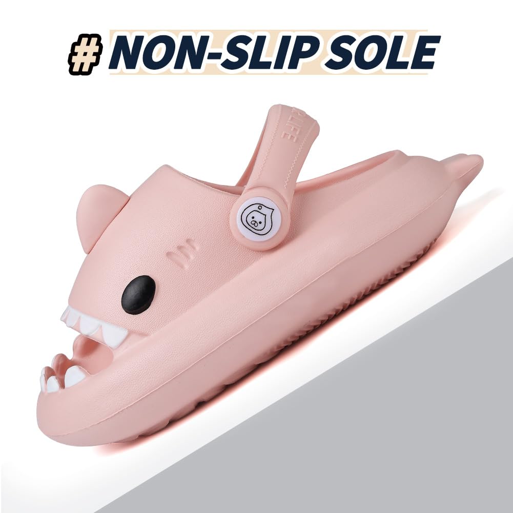 Adorable Kids Shark Slides for Toddler Girls & Boys - Cute Cartoon Summer Cloud Slippers, Non-Slip Beach Pool & Shower Shoes for Baby - Perfect for Swimming, Bath Time & Outdoor Play