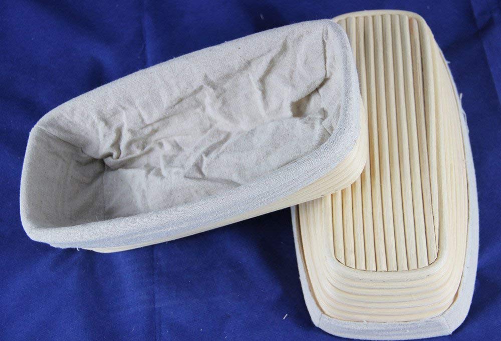 12 Inch Oblong Oval Banneton Bread Proofing Basket with Liner - Natural Rattan Brotform Dough Rising Basket for Sourdough, Artisan Bread Baking | Perfect for Home Bakers & Professional Bakeries