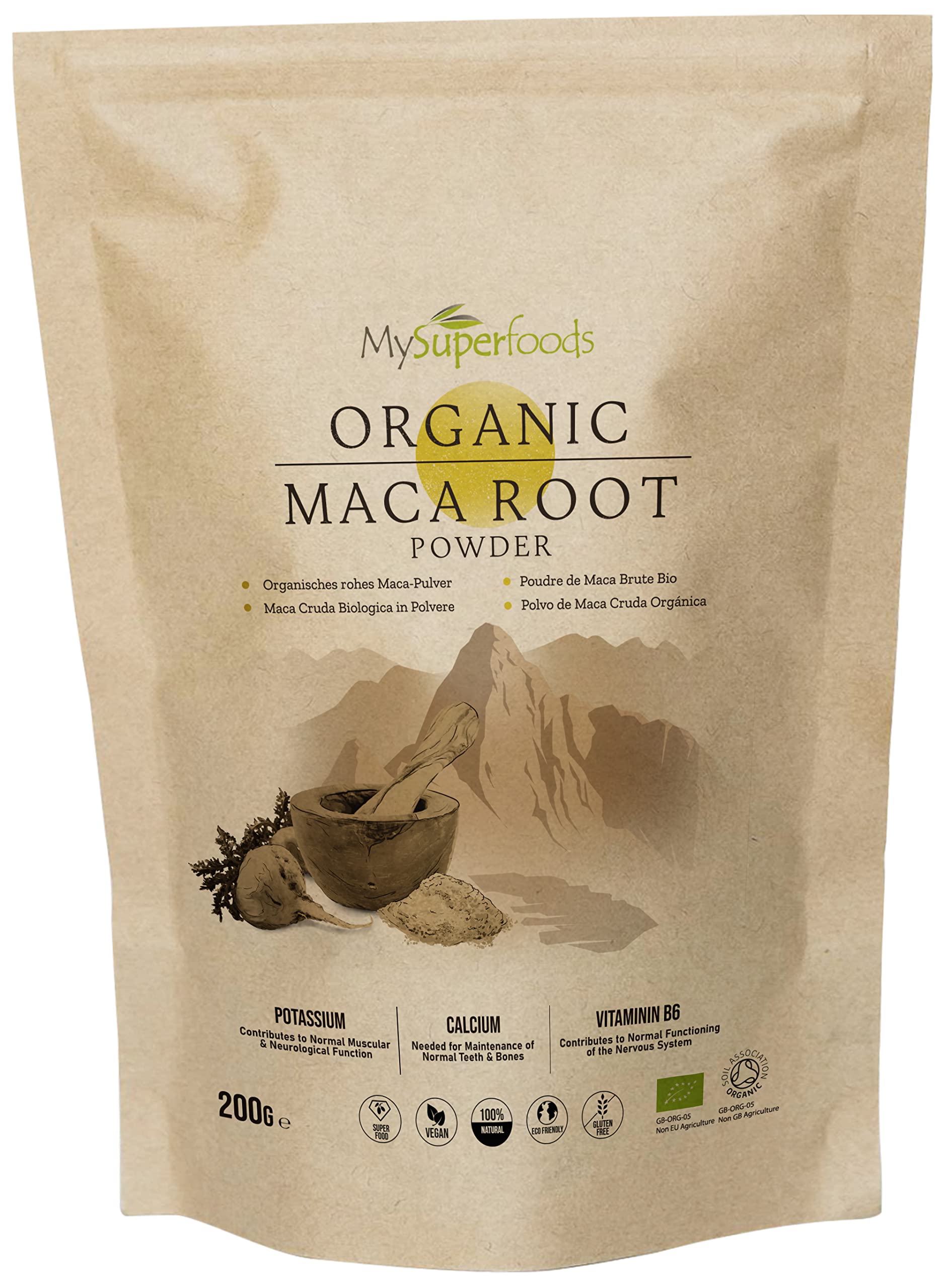 Organic Maca Root Powder 200g - Premium Peruvian Superfood for Energy, Stamina & Hormone Balance - Perfect for Smoothies, Baking & Wellness Drinks