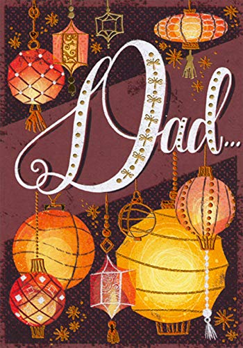 Designer Greetings Orange Foil Hanging Lanterns Birthday Card for Dad - Perfect for Father's Day, Birthday Celebrations & Home Decor