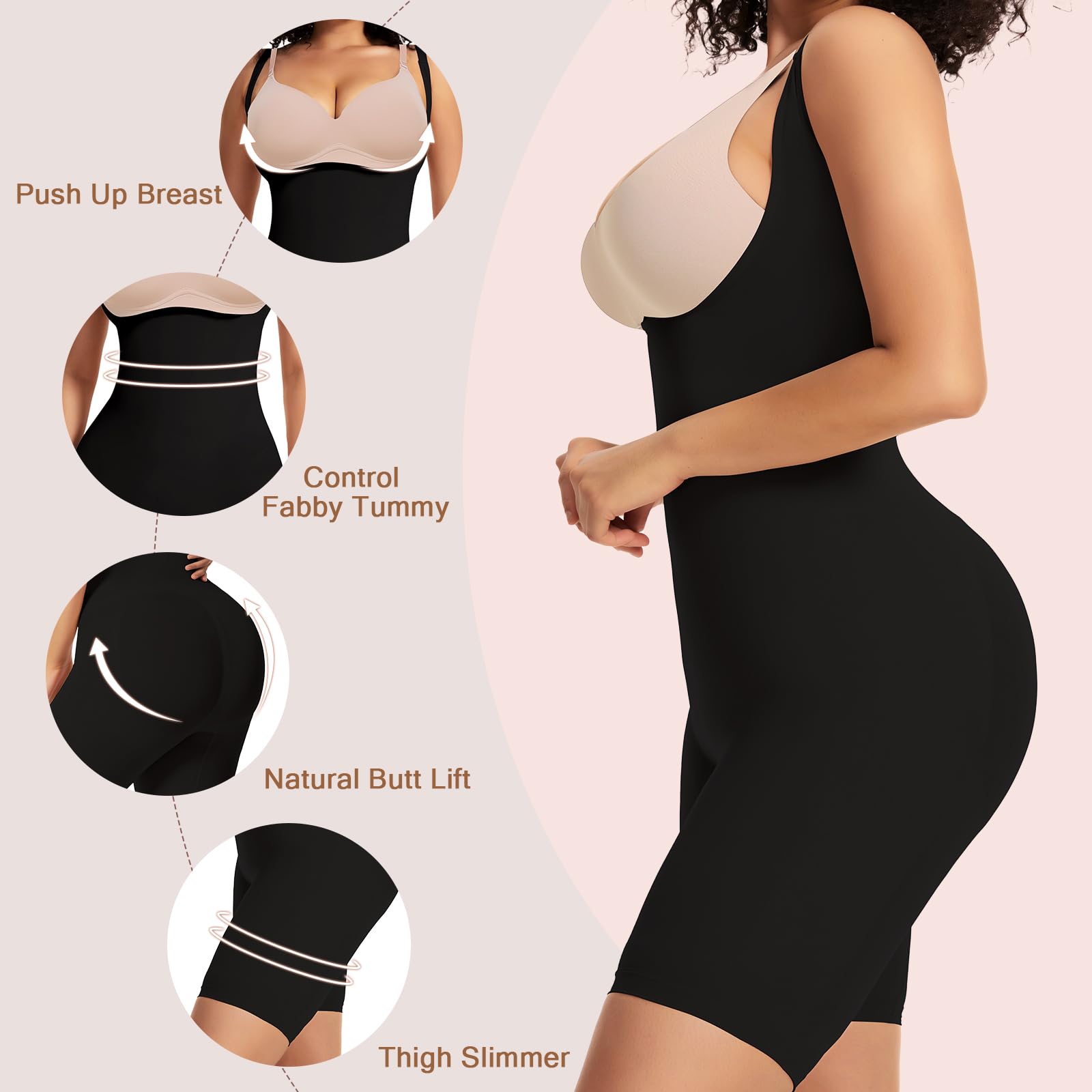Joyshaper Women's Shapewear Bodysuit - Tummy Control, Open Bust, Butt Lifter & Seamless Mid-Thigh Design for Slimming & Body Shaping | Perfect for Everyday Wear, Special Occasions & Postpartum Recovery