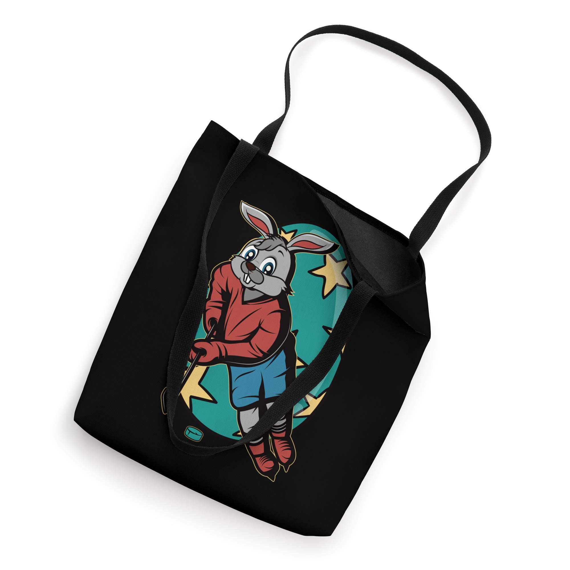 Easter Bunny Ice Hockey Tote Bag for Boys, Girls, Kids & Teens - Easter Basket Stuffer, Sports Gift, Hockey Fan Accessory - Perfect for Easter Gifts, Hockey Games & School Use