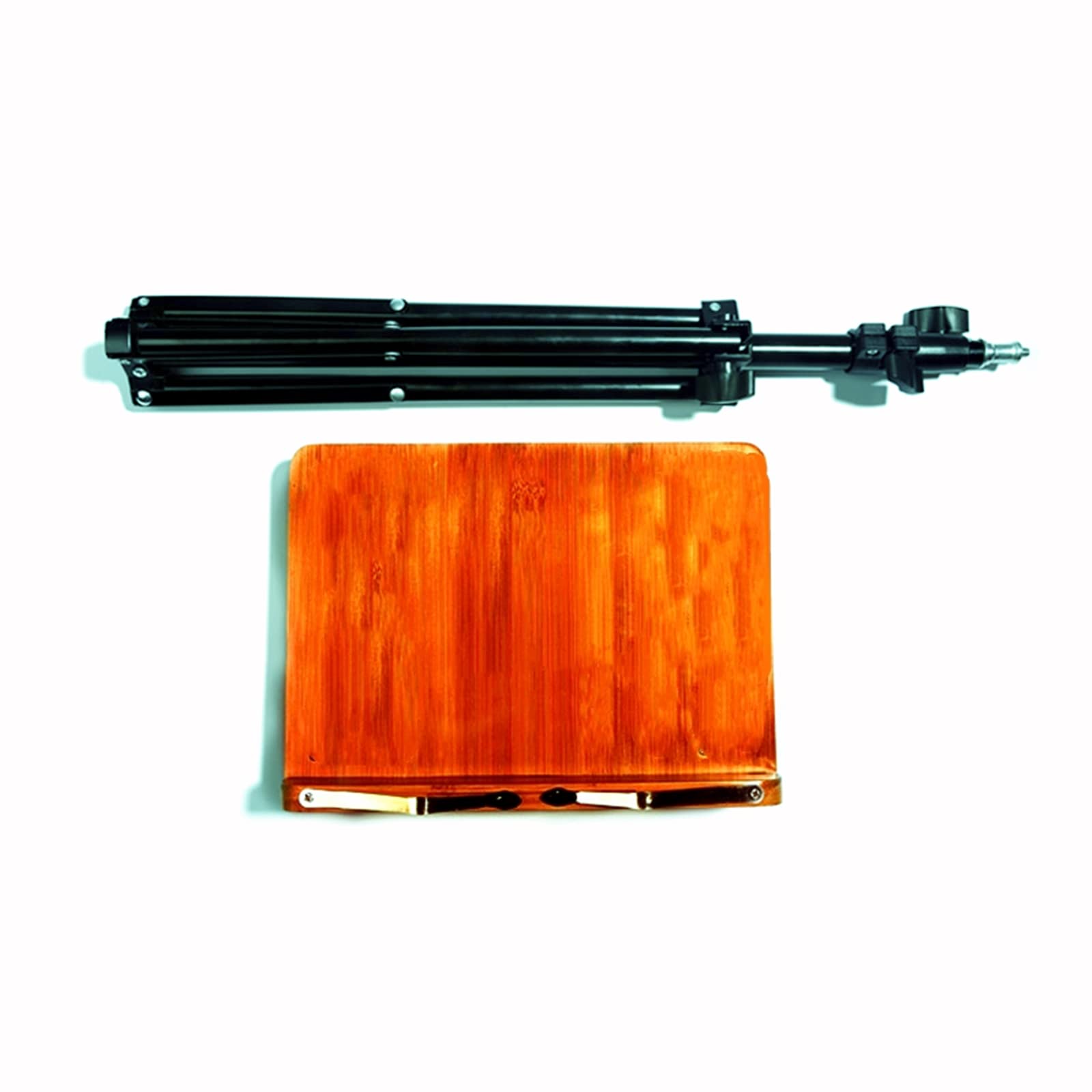 Miwayer Adjustable Bamboo Music Stand - Foldable & Portable with Wide Wooden Bookplate - Perfect for Orchestra, Band Practice & Home Music Studio (Triangle Steel Bracket)