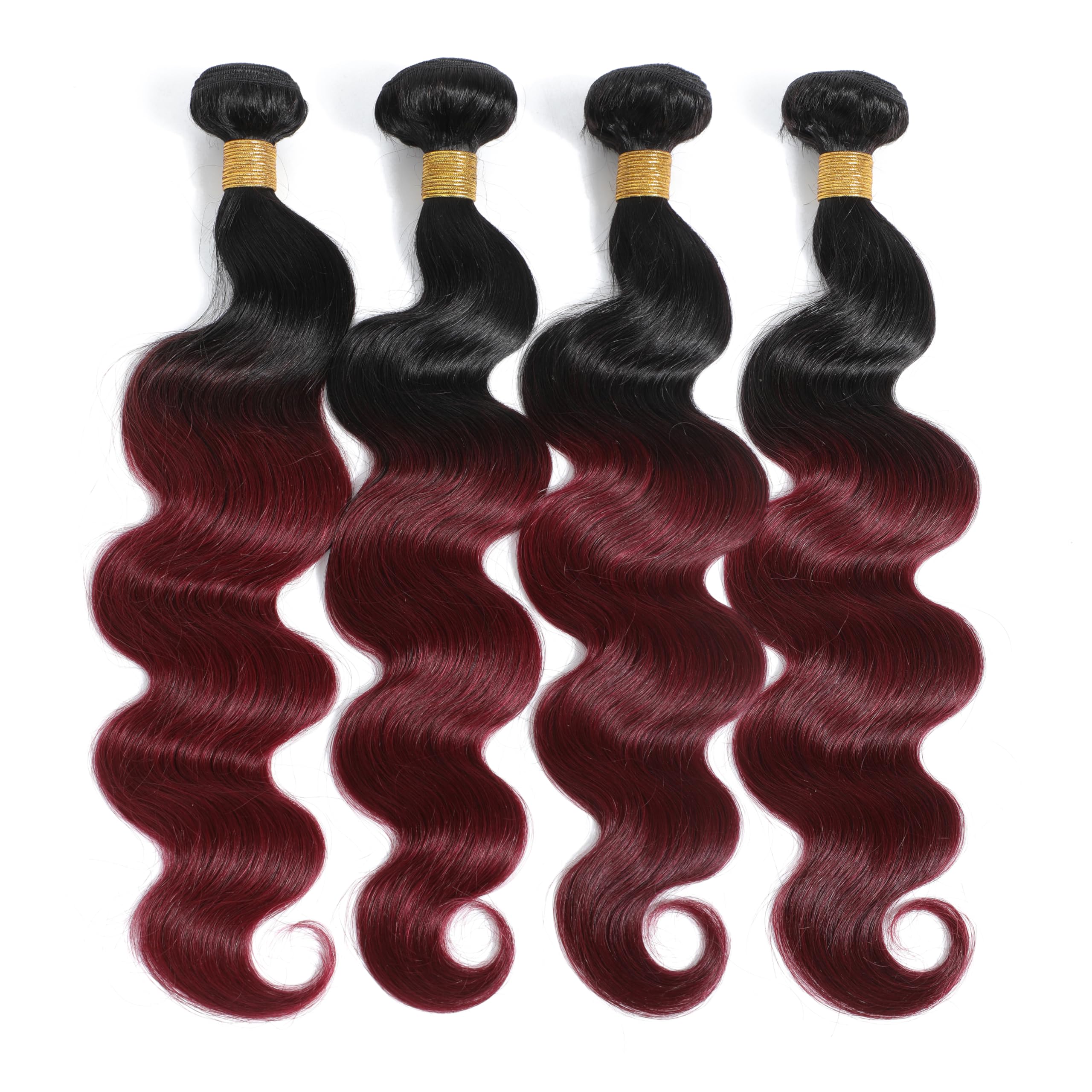 Kapelli 10A Brazilian Human Hair Bundles - Ombre Body Wave (T1B/99J, 20