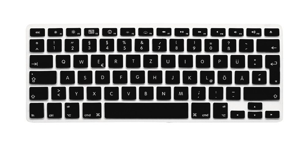 Silicone Keyboard Cover for MacBook Pro 13/15/17 Inch & MacBook Air 13 Inch - QWERTZ German Layout, Anti-Dust Protector (Black) | Perfect for Office, Home & Travel Use