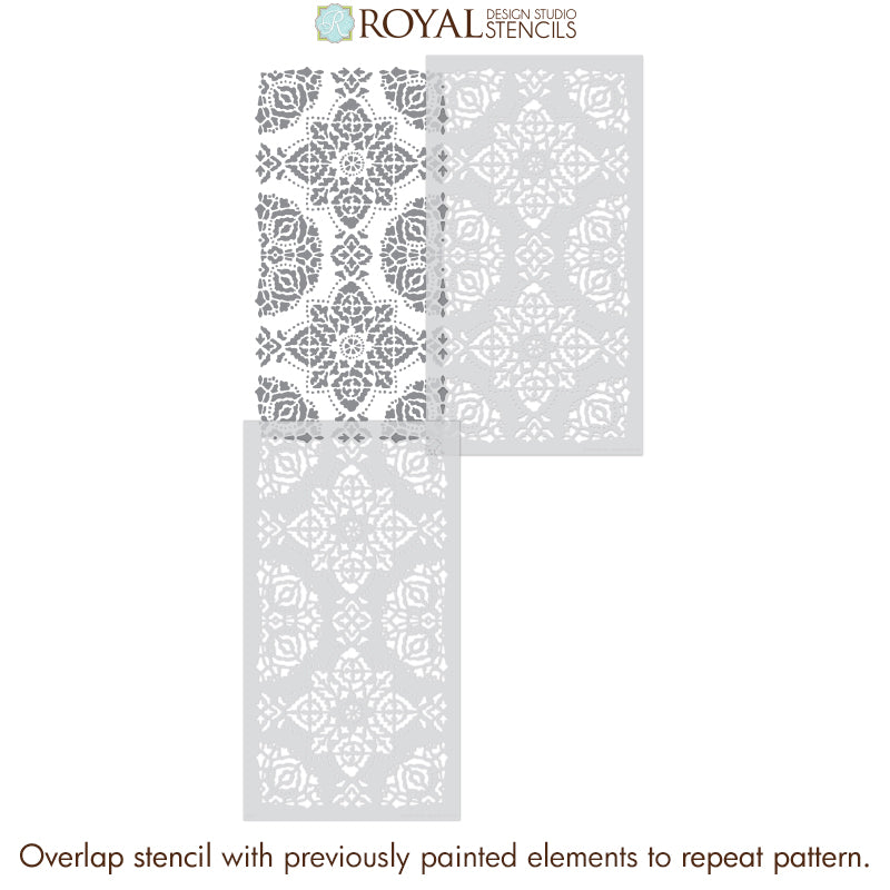 Bagru Block Print Allover Wall Stencil - Traditional Indian Handmade Design for DIY Home Decor, Wall Painting, and Creative Art Projects