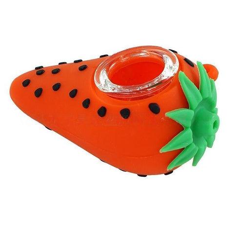 Premium Silicone Smoking Pipe with Metal Strainer | Strawberry Drip Design | Portable Hand Pipe for Dry Herbs | Perfect for Travel, Camping & Outdoor Use
