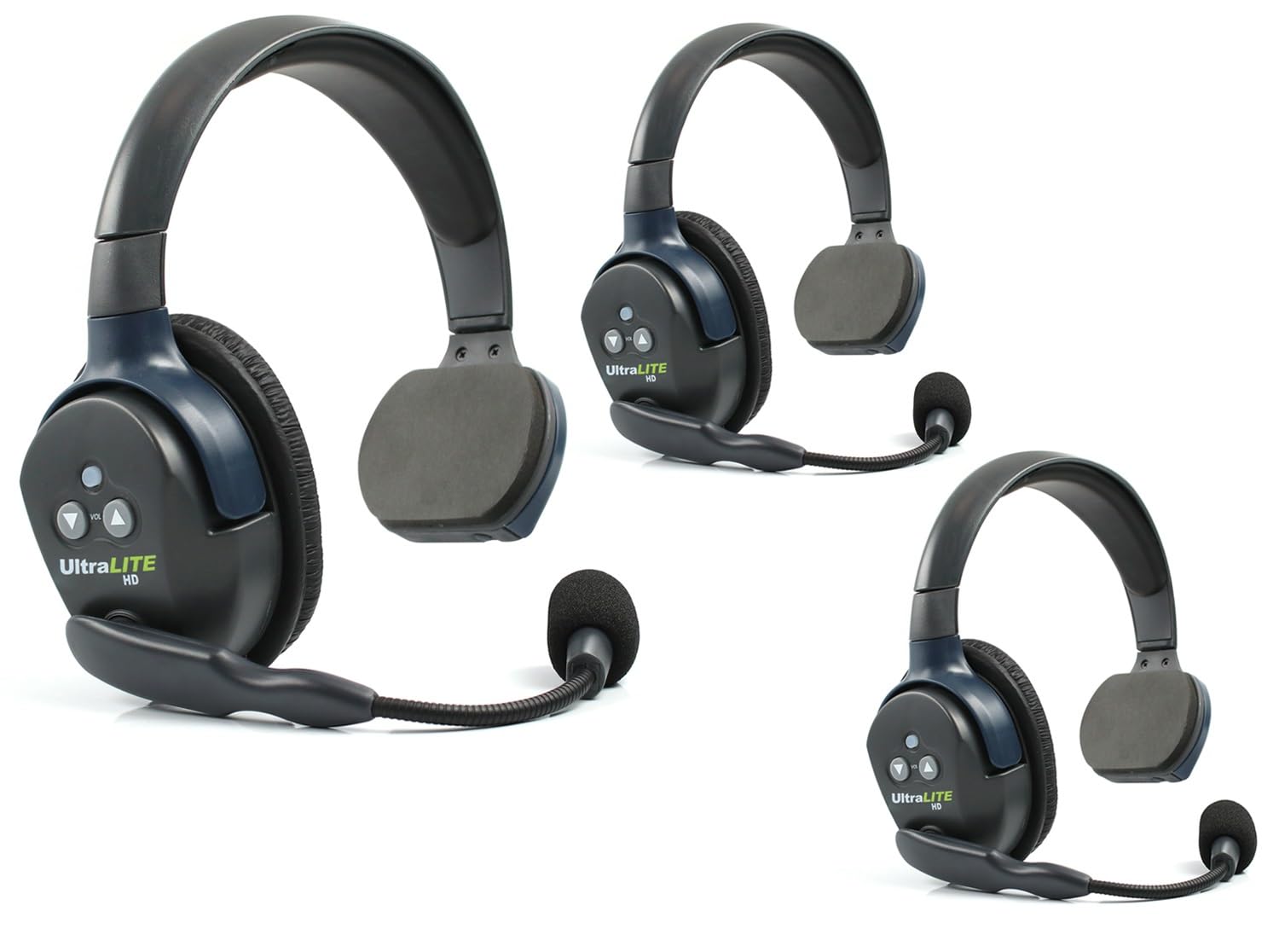 Eartec UL3S Ultralite Full Duplex Wireless Headset System for 3 Users - 3 Single Ear Headsets with Extra Batteries & Cleaning Wipes | Perfect for Construction, Event Staff & Warehouse Communication