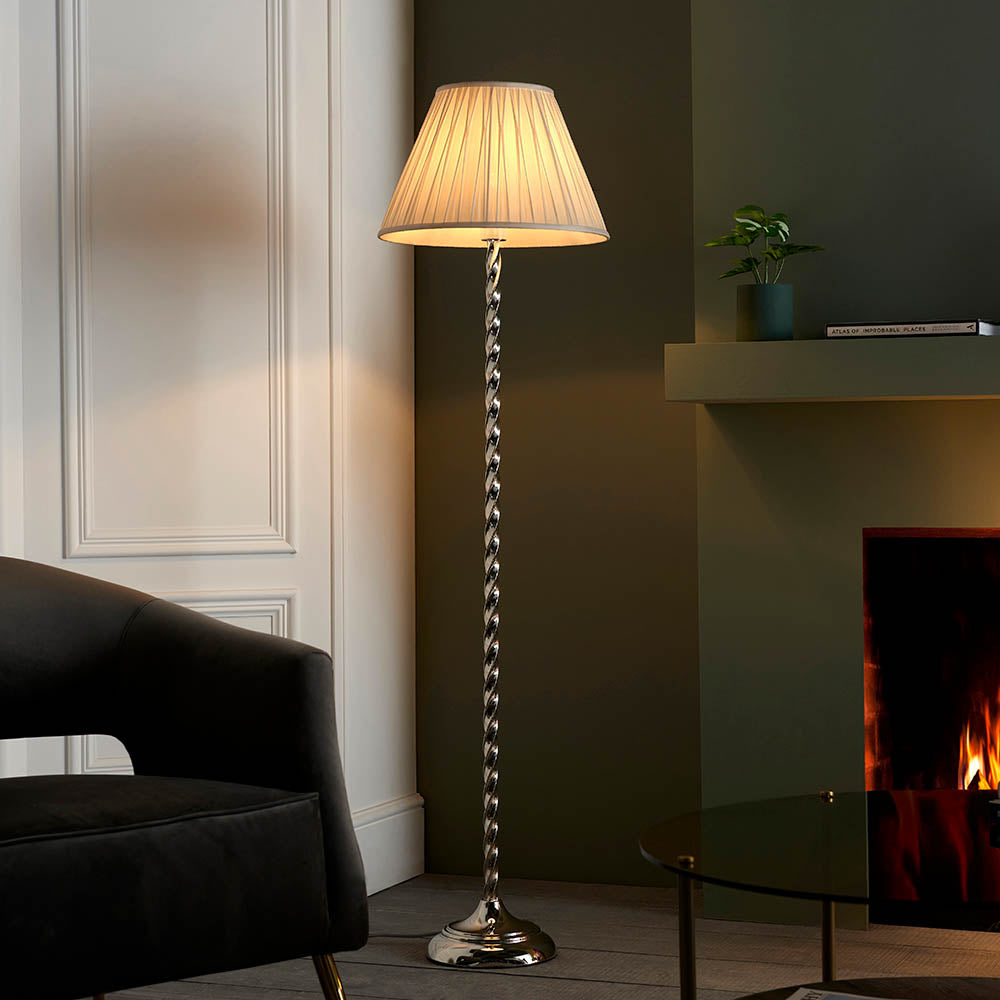 Altair & Chatsworth Floor Lamp - Polished Nickel Finish with E27 Socket - Perfect for Living Room, Bedroom, or Office Lighting