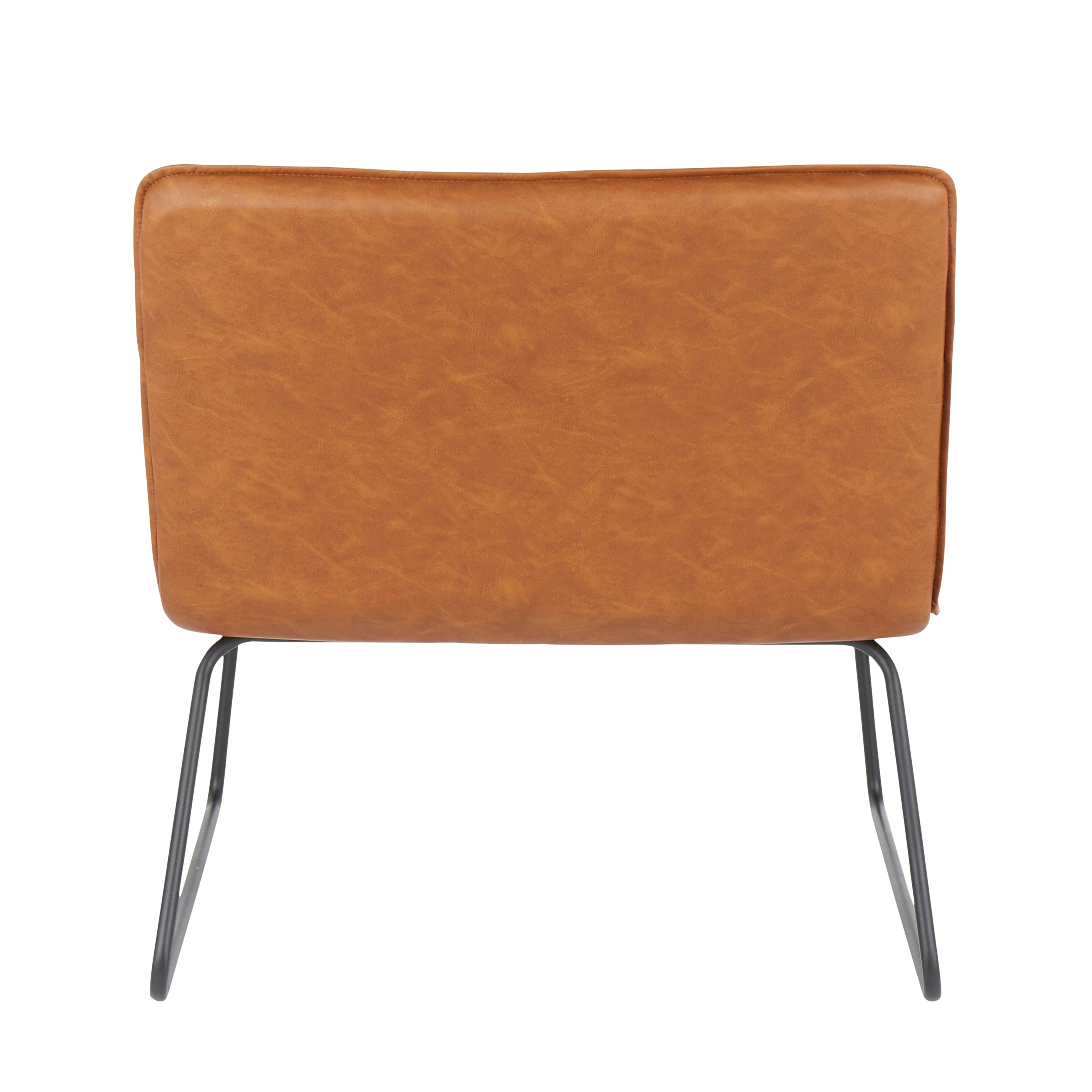 LumiSource Casper Industrial Accent Chair - Black Metal Frame & Camel Faux Leather Upholstery - Modern Living Room, Office, or Lounge Seating for Home Decor