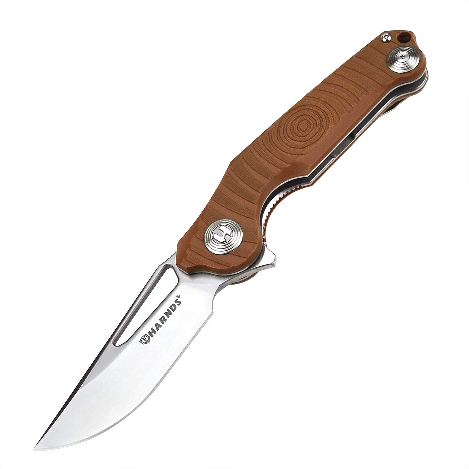 Harnds Time Folding Knife - Premium Sandvik 14C28N Steel Blade, G10 Handle, Pocket Clip - EDC Folding Knife for Camping, Hiking, Survival & Outdoor Activities (Brown)