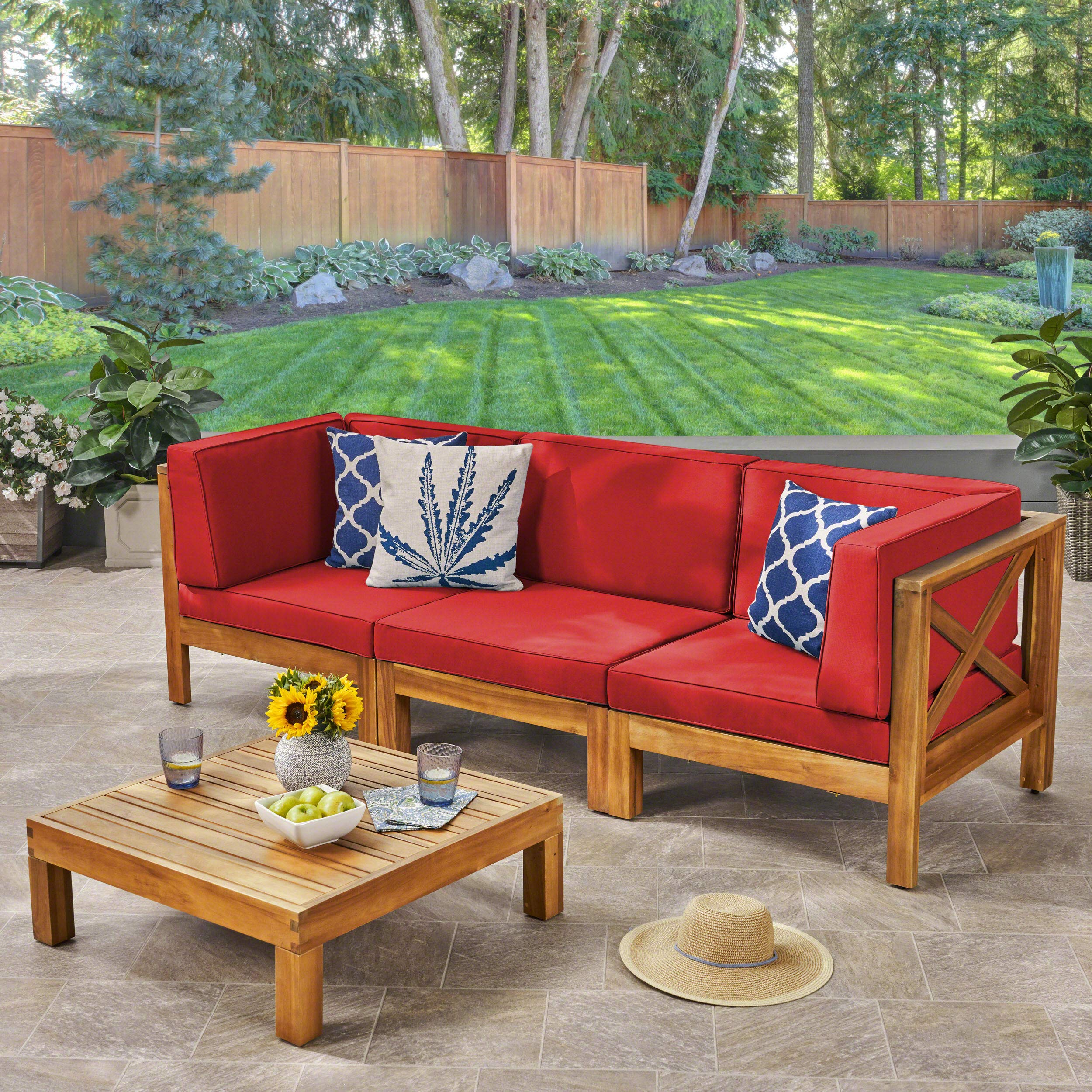 Handcrafted 4-Piece Contemporary Sofa Set with Coffee Table - 30.25