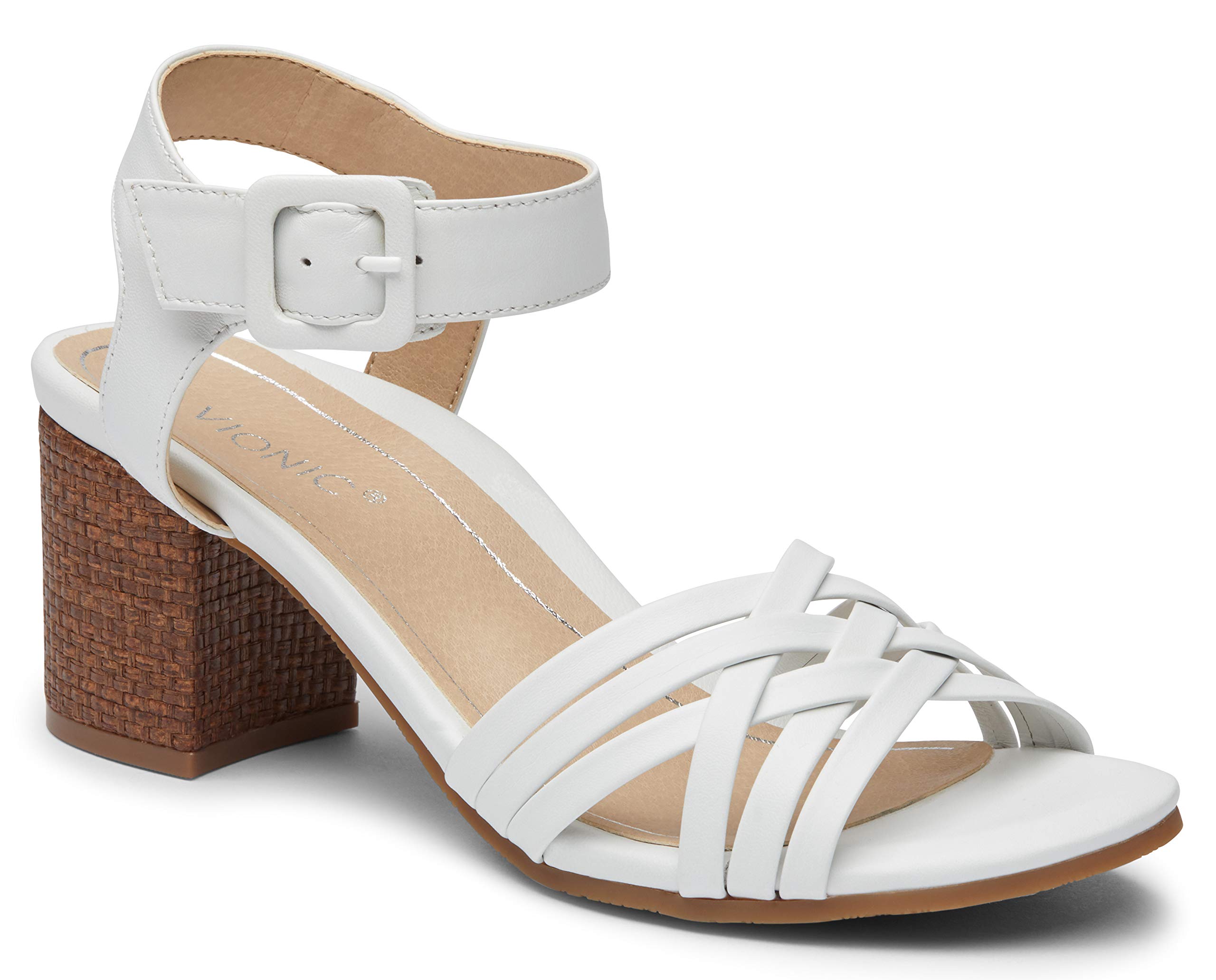 Vionic Women's Peony Block Heel Sandals with Orthotic Arch Support - Comfortable Dressy Summer Shoes for Weddings, Parties & Office Wear