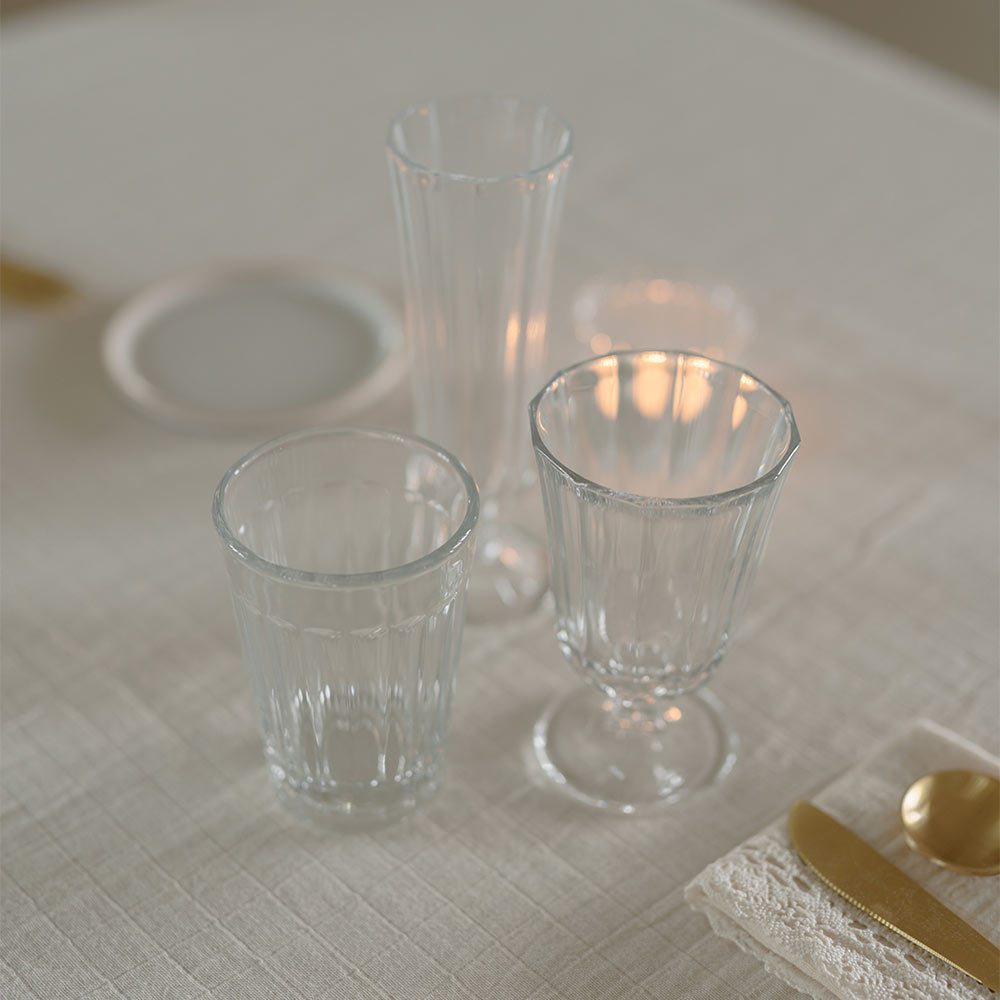 Elegant Fluted Water Glass Set - 12-Piece Crystal Clear Drinking Glasses for Home, Restaurant & Party - Perfect for Water, Juice, Cocktails & Beverages