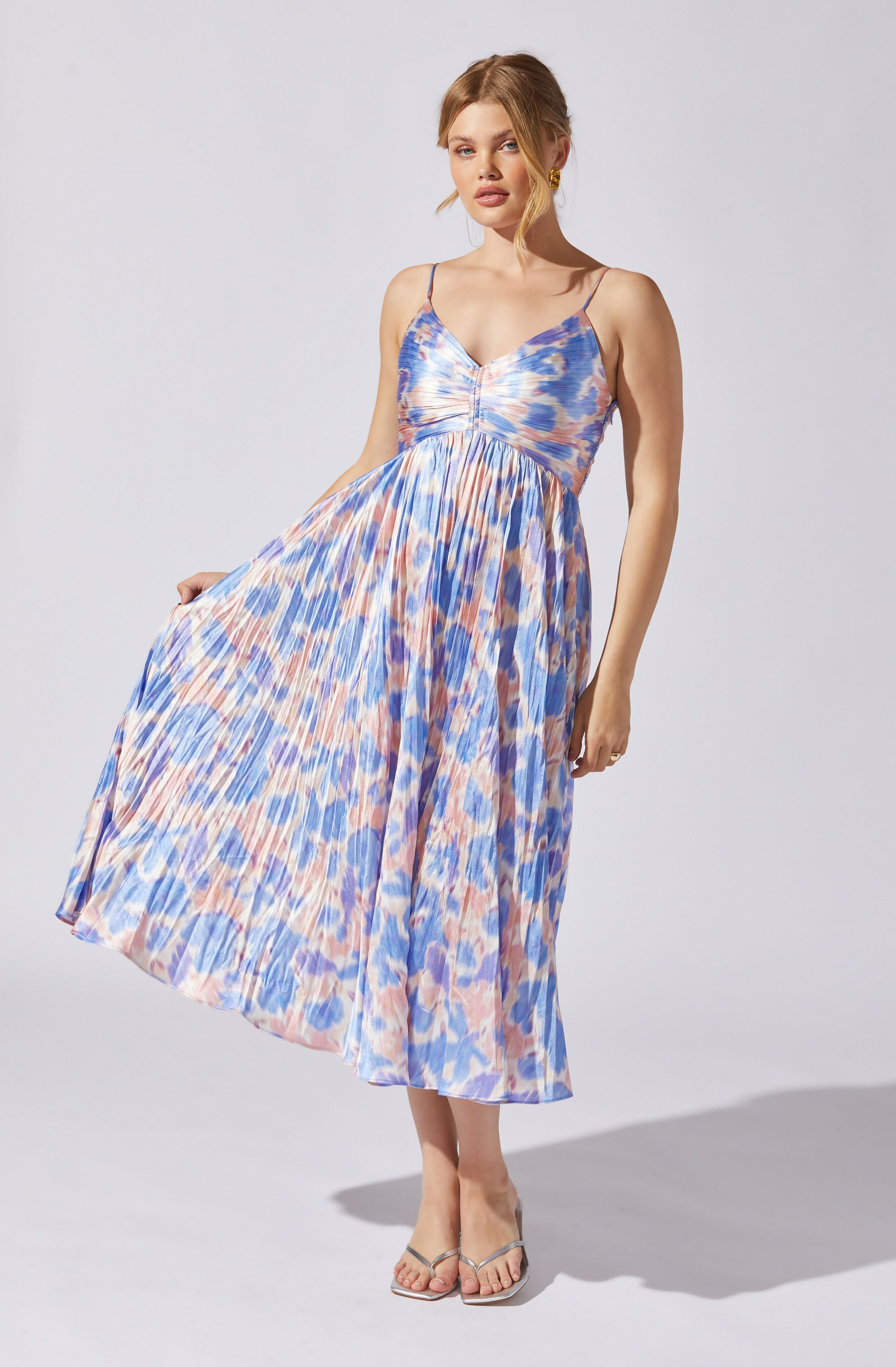 Maeve Pleated Midi Dress for Women - Flowy A-Line Summer Dress with Pockets | Perfect for Office, Date Night & Special Occasions