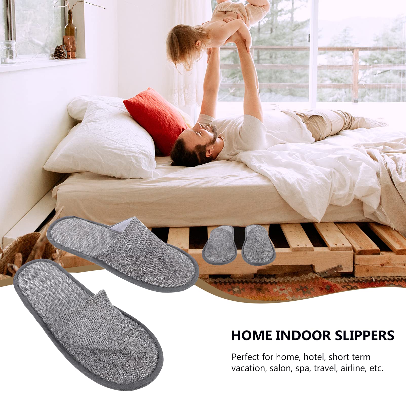 20 Pack Hotel Slippers - Non-Slip Disposable Cotton Linen Slippers for Bridal Party, Spa, Travel & Home Use - Bulk Toweling Slippers for Men & Women - Perfect for Weddings, Hotels, and Relaxation