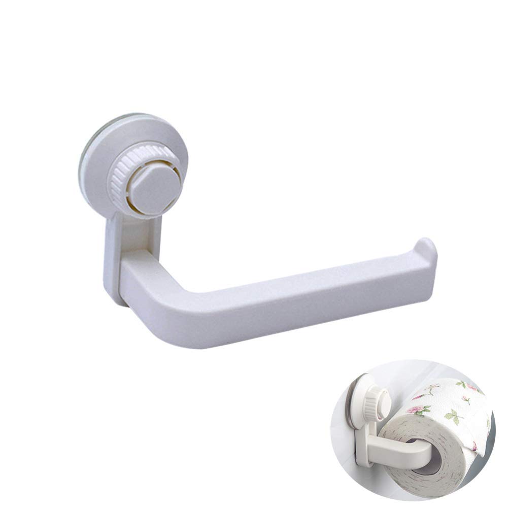 TOPBATHY 1-Pack Wall Mounted Suction Cup Toilet Paper Holder - Space-Saving Bathroom & Kitchen Paper Roll Organizer - White (Ideal for Small Spaces, RVs & Apartments)
