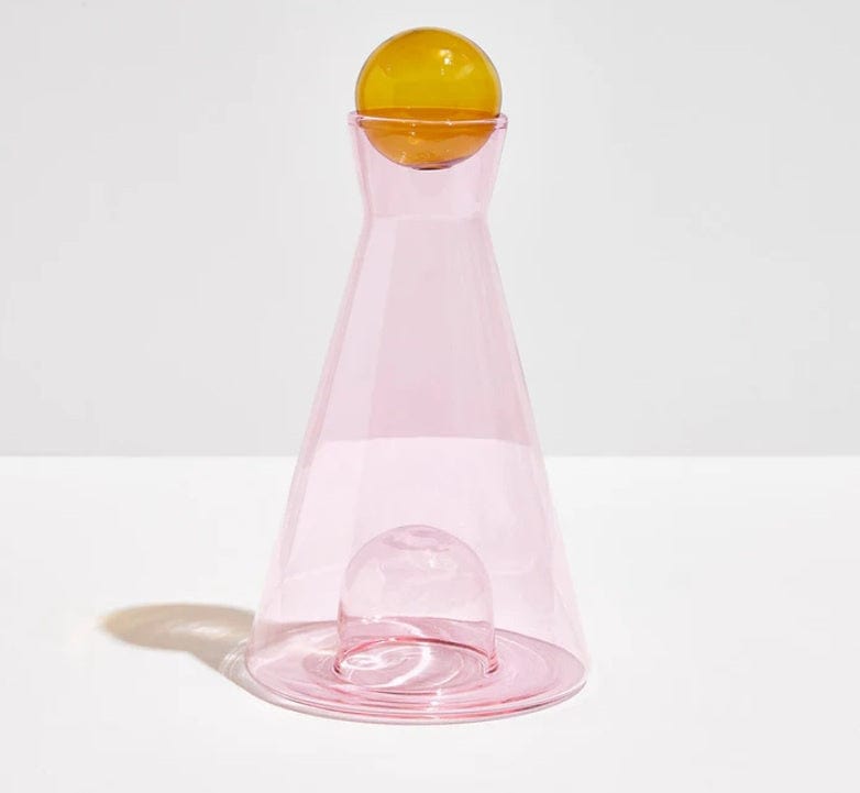 Vice Versa Glass Carafe Set - Pink and Amber Pitcher for Water, Juice & Wine | Elegant Home Bar, Party Serving & Kitchen Decor