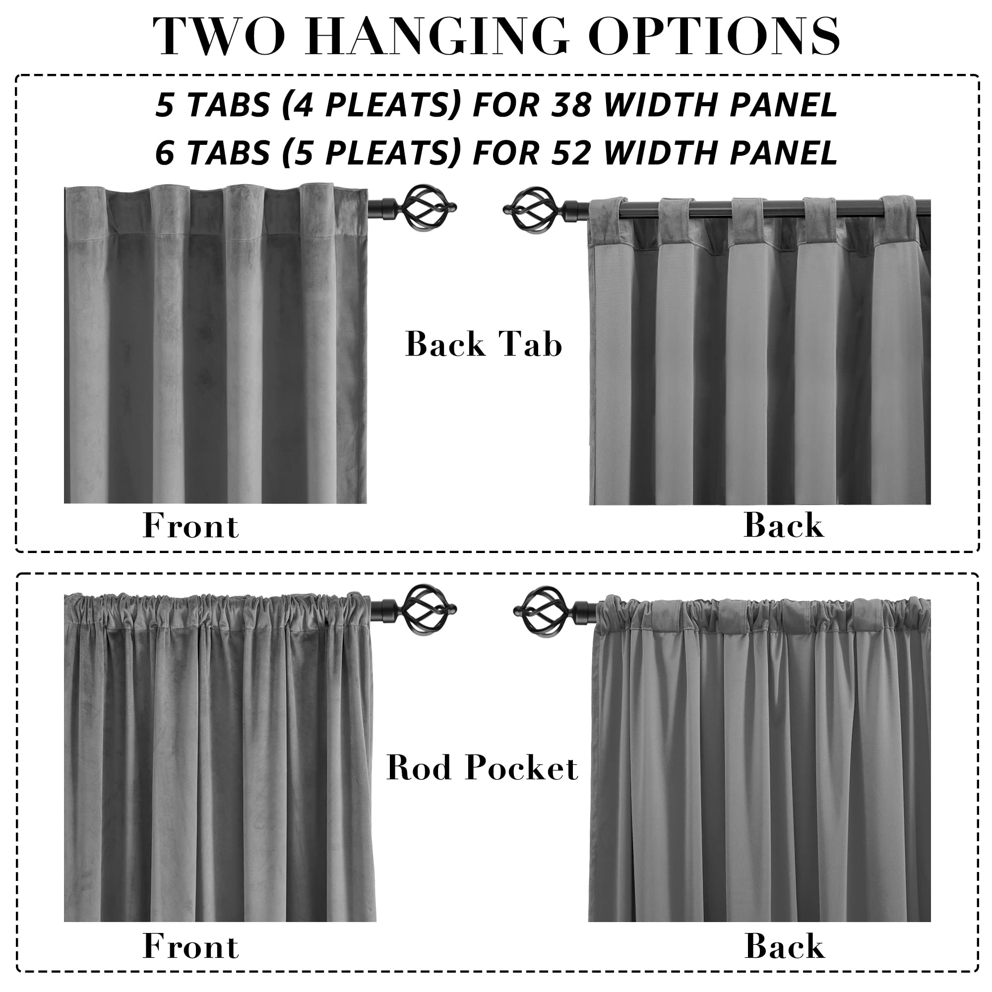 XTMYI Grey Velvet Privacy Room Divider Curtains - Soundproof Folding Screen for Office, Bedroom & Living Room | Back Tab Door Hanging Panel for Indoor Partition (60-70% Noise Reduction) - Perfect for Home Offices, Studio Apartments & Room Separation