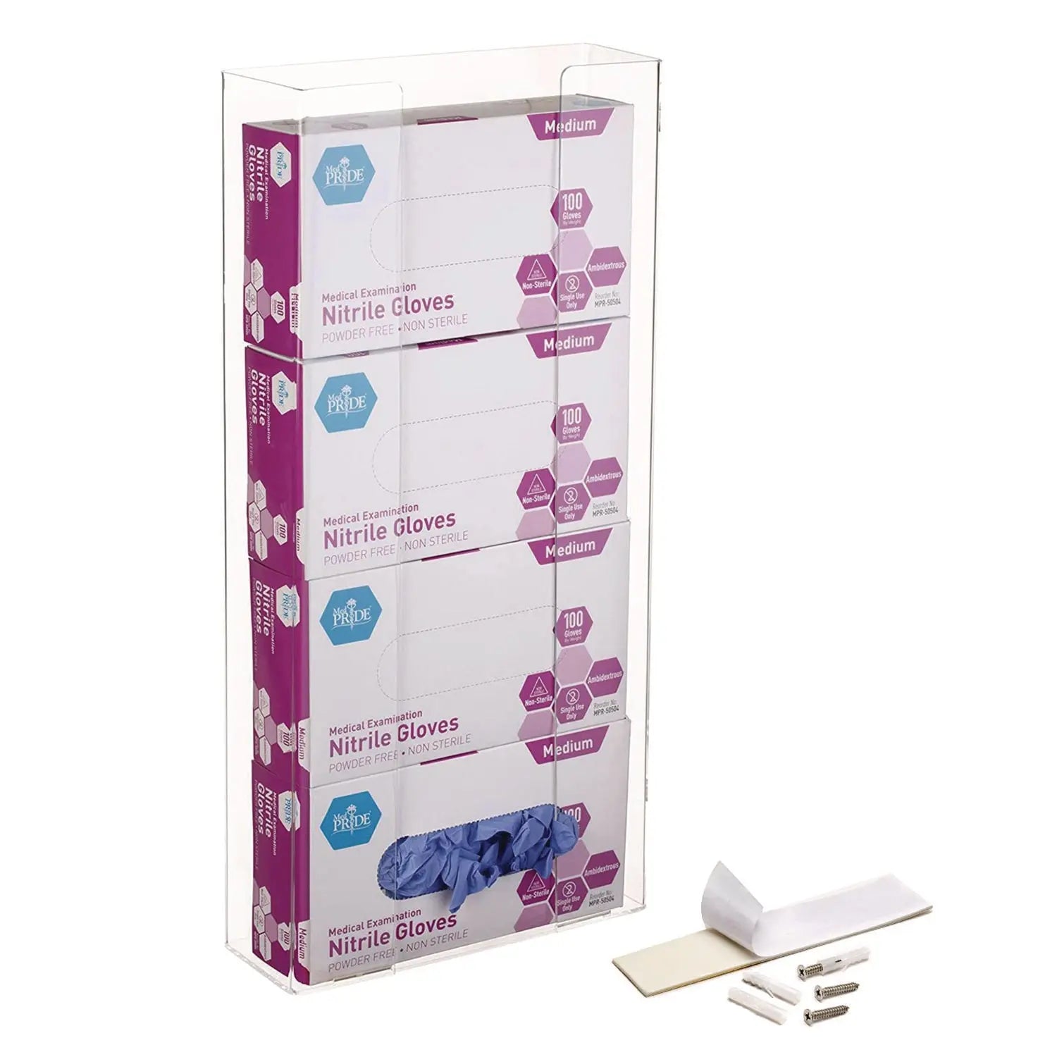 AdirMed Clear Acrylic Glove Dispenser - Quad Box Capacity (10.2