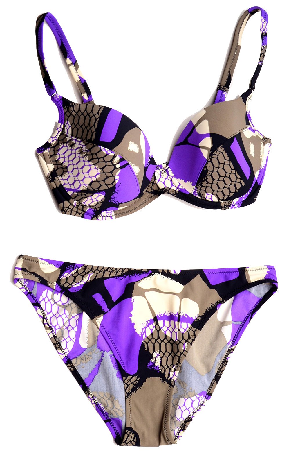 Anita Rosa Faia Darina Underwire Bikini Set L2 8789 - Sexy Purple Print Bikini Top & Bottom (Size 10D) for Women | Perfect for Beach, Pool Party & Summer Vacation