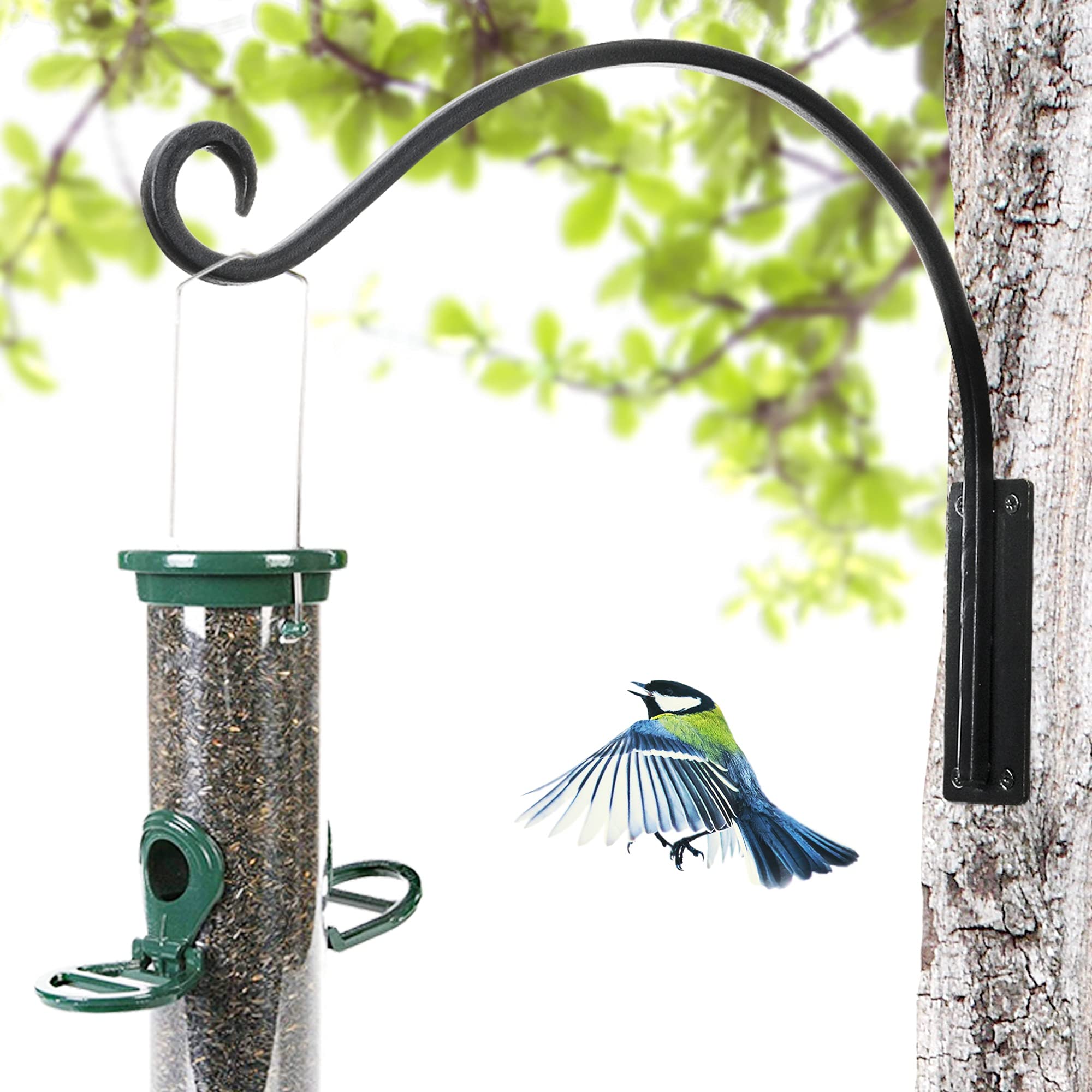 AJART 2-Pack Heavy Duty 16-Inch Outdoor Hanging Plant Hooks - Wall Mounted Plant Hangers for Flower Baskets, Bird Feeders & Garden Decor - Perfect for Patio, Balcony & Backyard Decoration