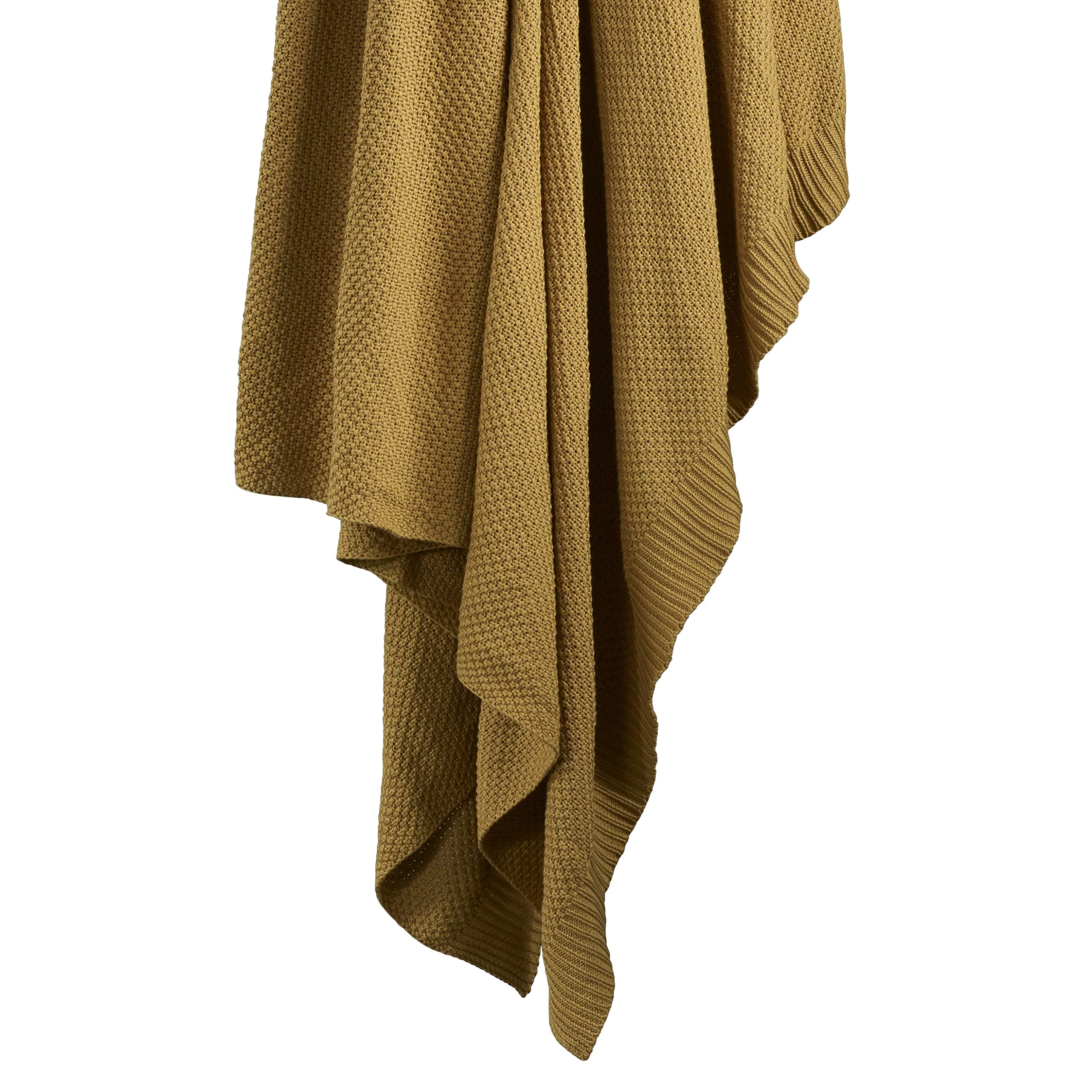 Premium Cotton Cable Knit Blanket - Queen Size Soft Warm Throw - Modern Farmhouse Style in Tuscan Solid Color - Cozy Luxury Blanket for Bed, Sofa & Winter Nights